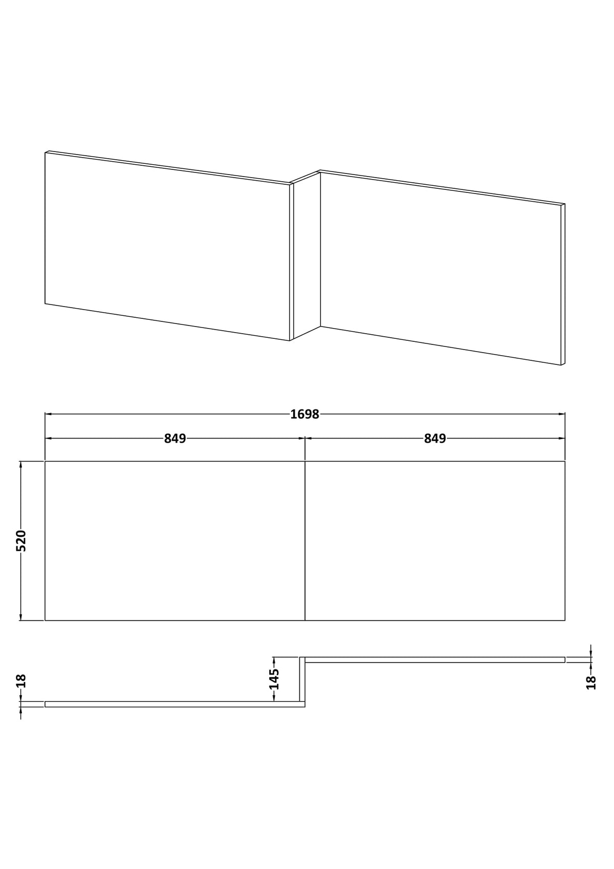 Hudson Reed 1700mm Shower Bath Front Panel