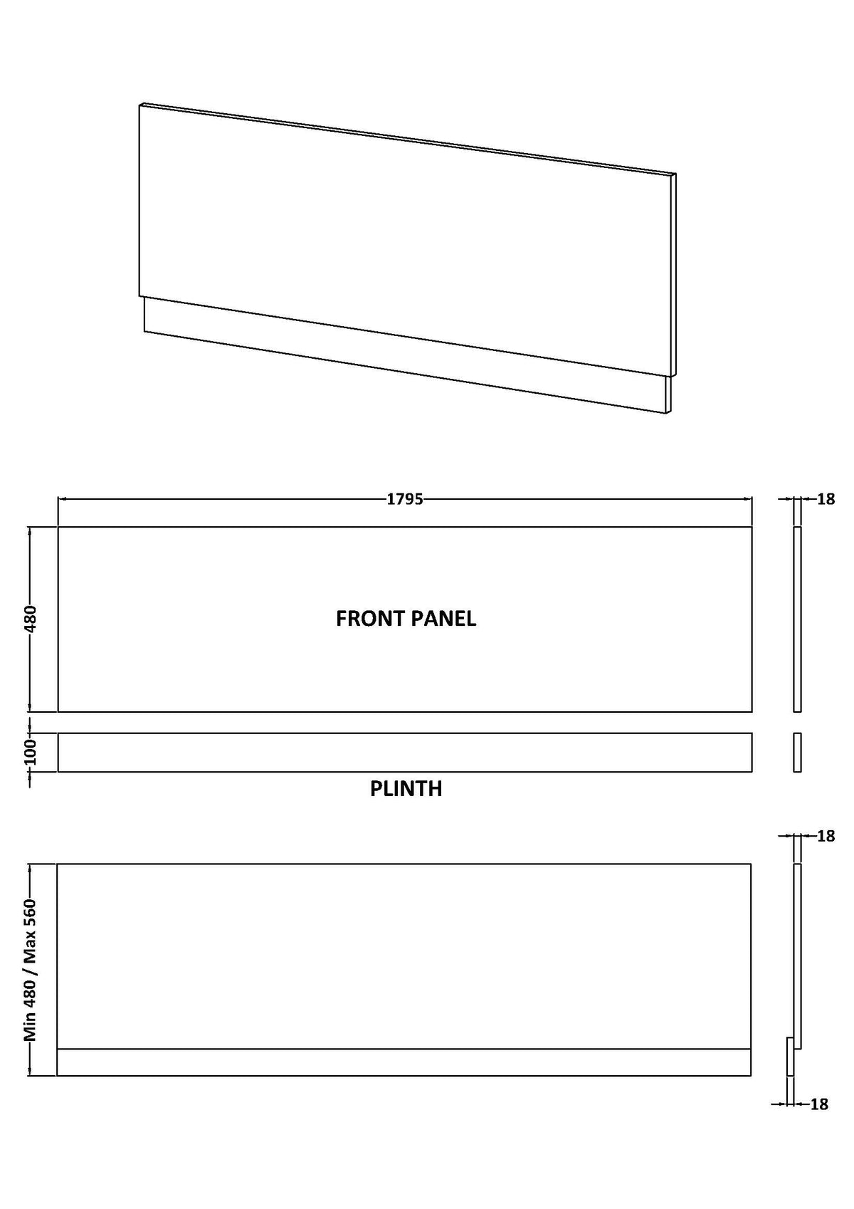 Hudson Reed 1800mm Bath Front Panel