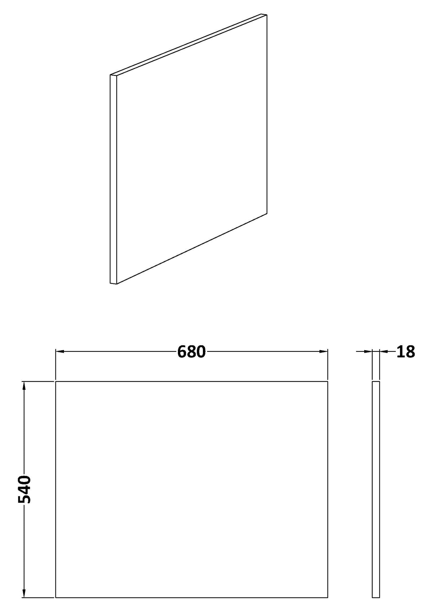 NUIE Shower Bath End Panel (700mm)