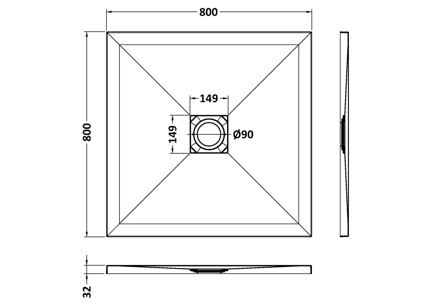 NUIE Square Shower Tray 800 x 800mm
