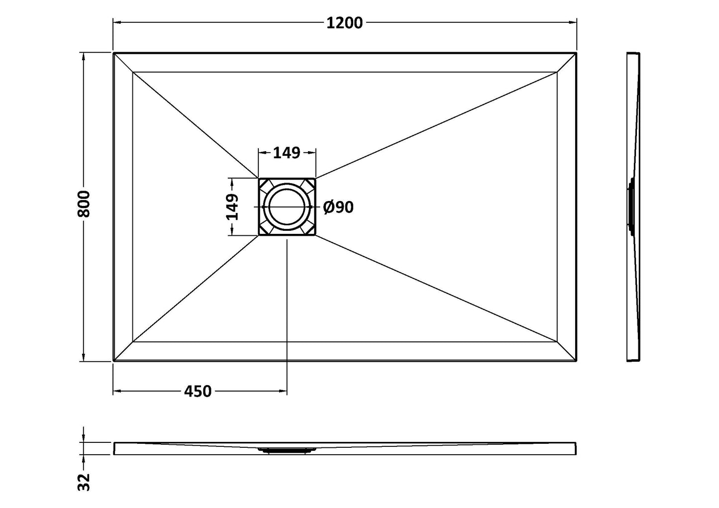 NUIE Rectangular Shower Tray 1200 x 800mm