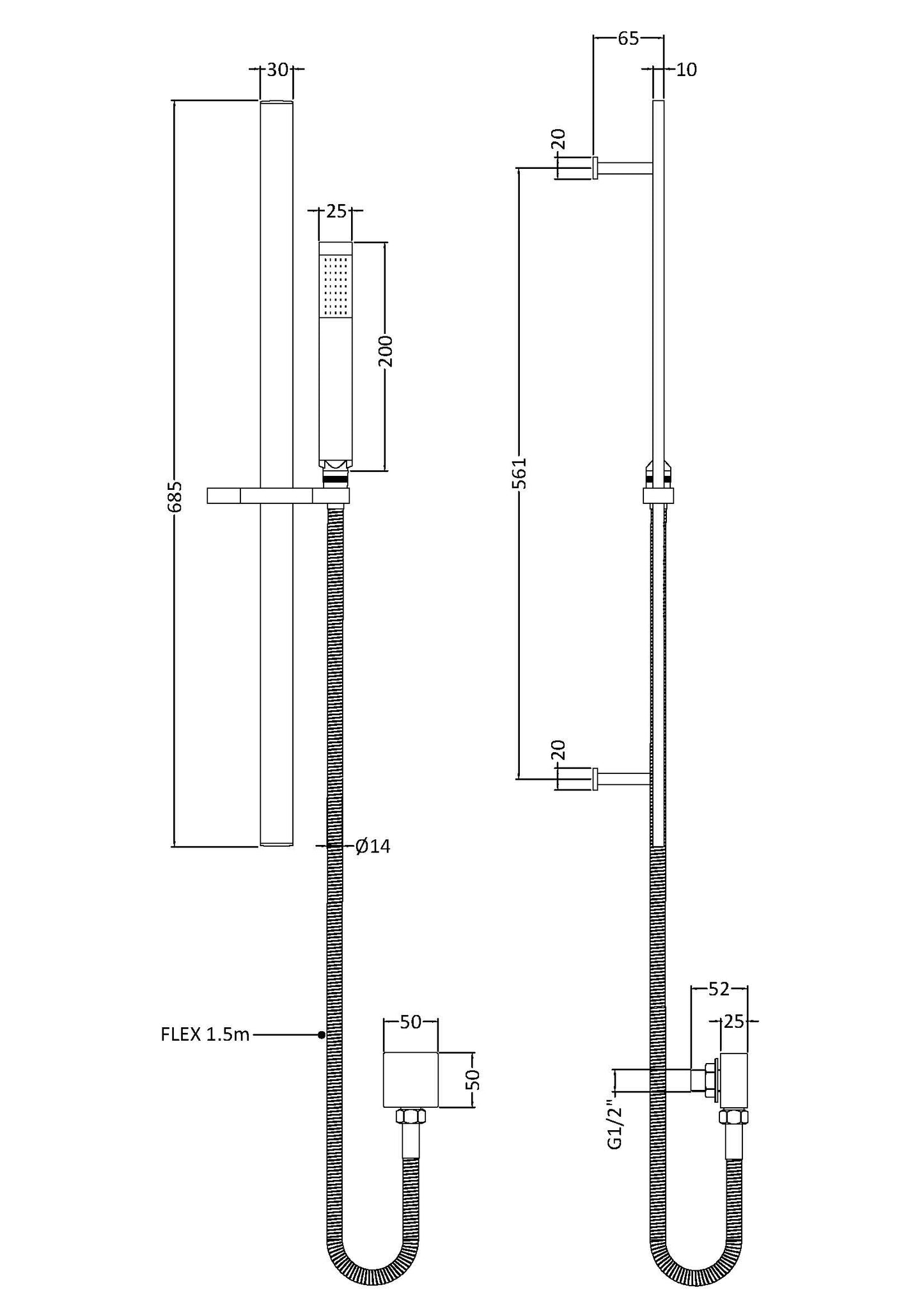NUIE Sheer Rectangular Slider Rail Kit
