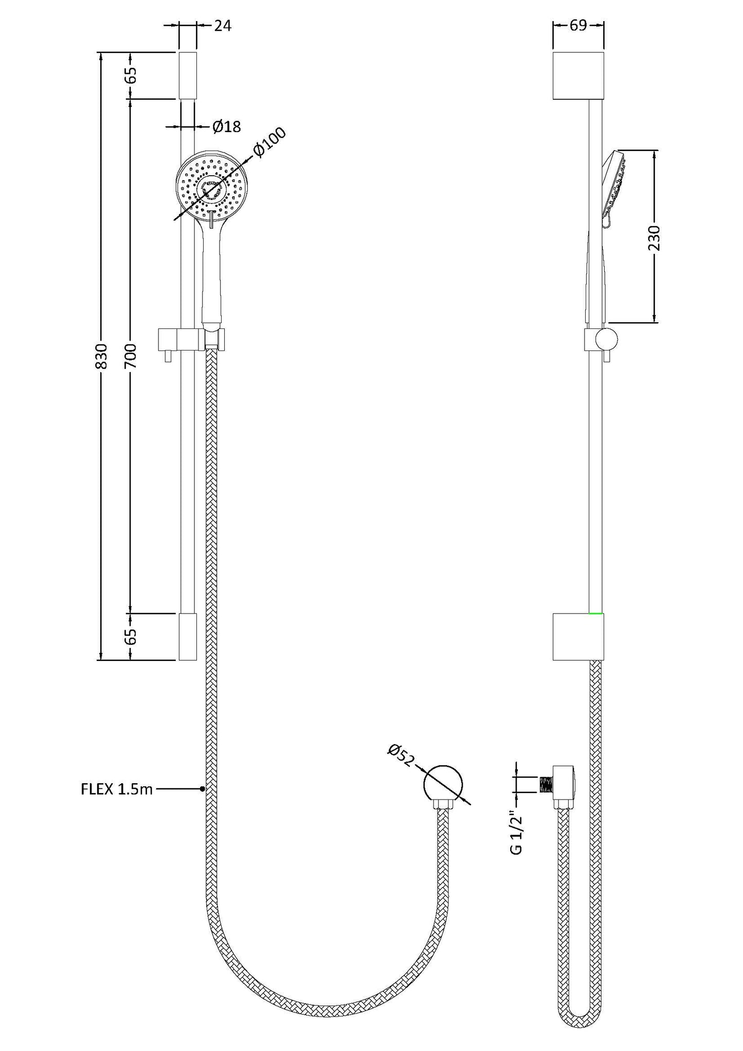 Hudson Reed Slimline Slide Rail Kit