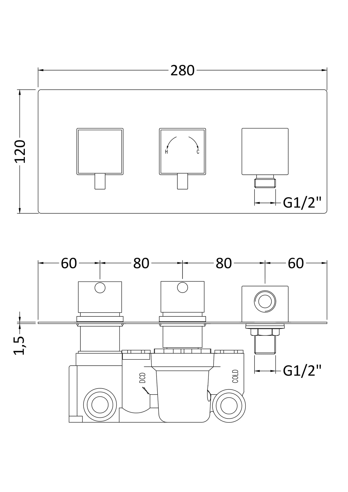 NUIE Twin Thermostatic Shower Valve With Diverter