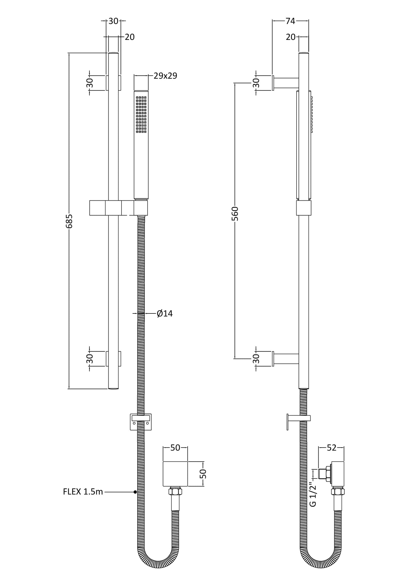Hudson Reed Kubix Slide Rail Kit