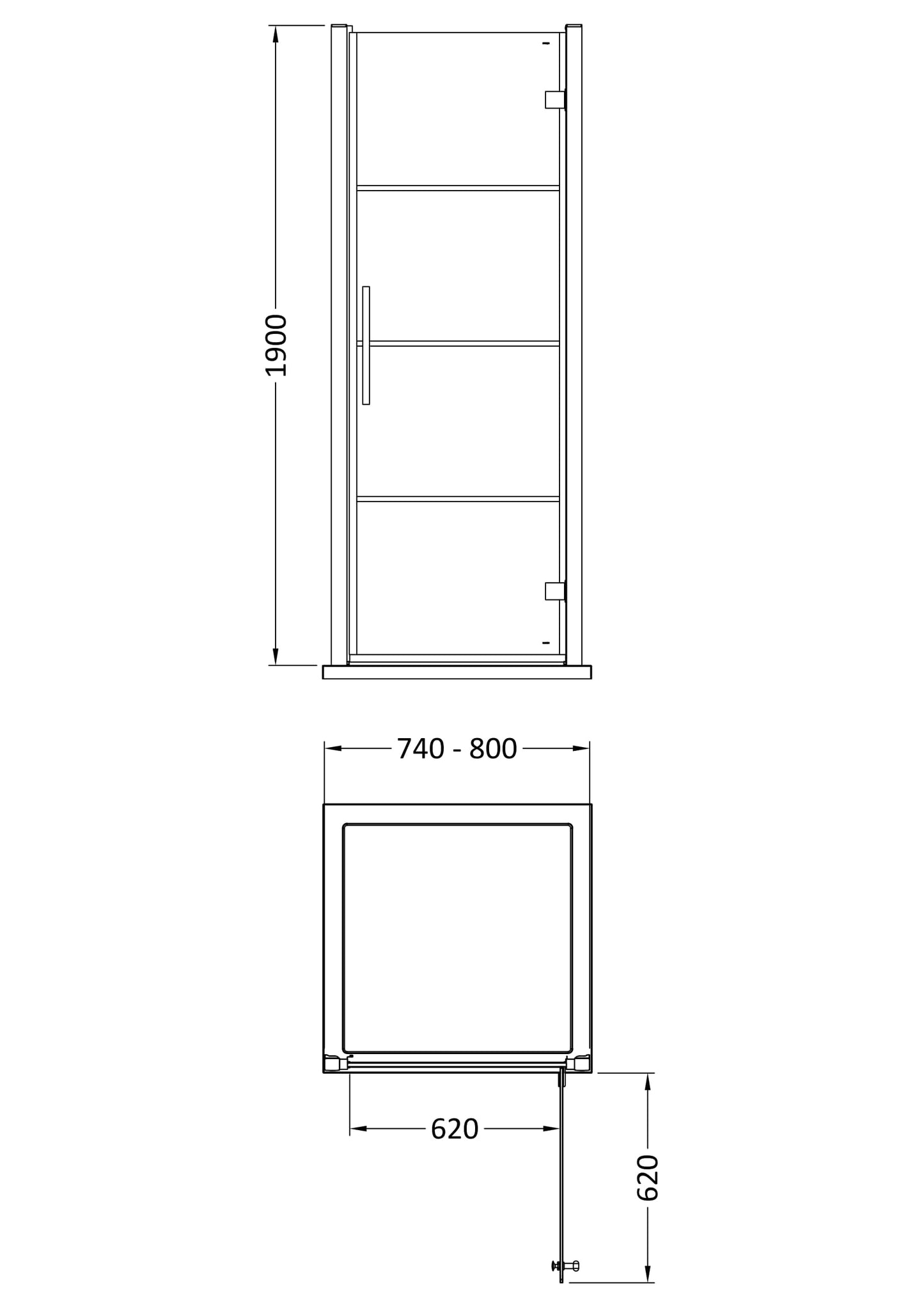 Hudson Reed 800mm Hinged Shower Door