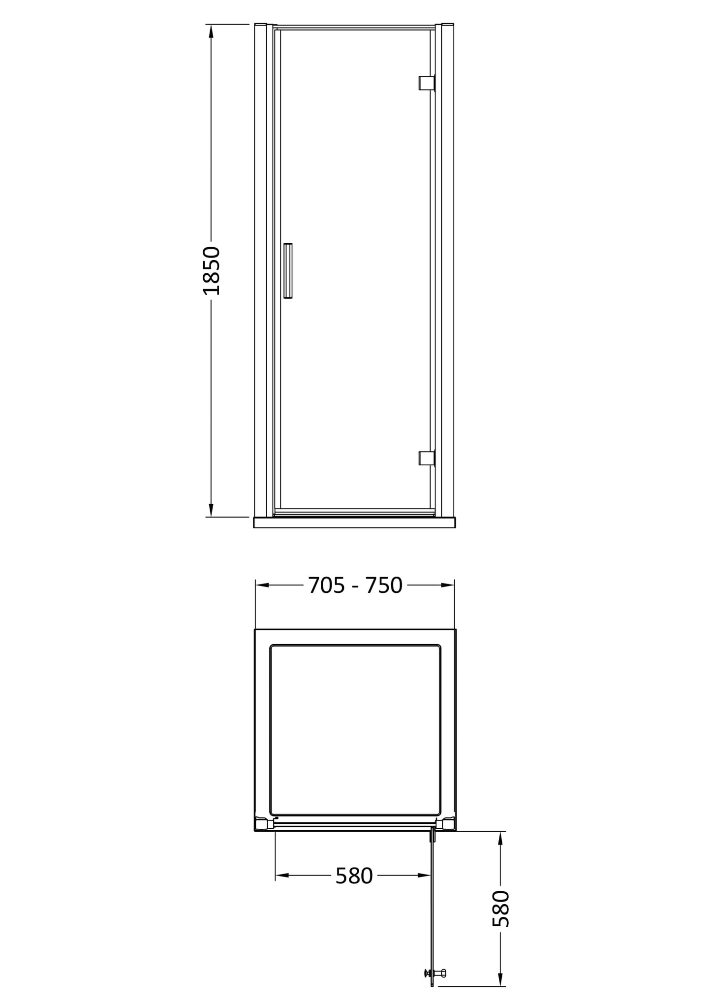 Hudson Reed Pacific 760mm Hinged Door