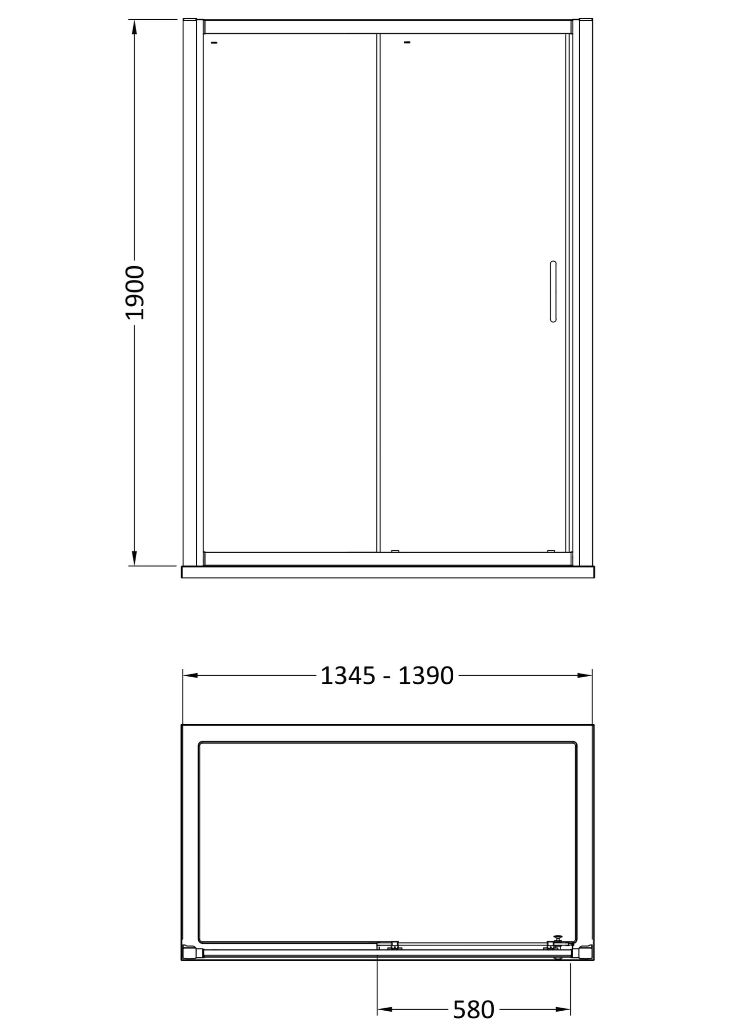 NUIE 1400mm Sliding Shower Door - Brushed Brass