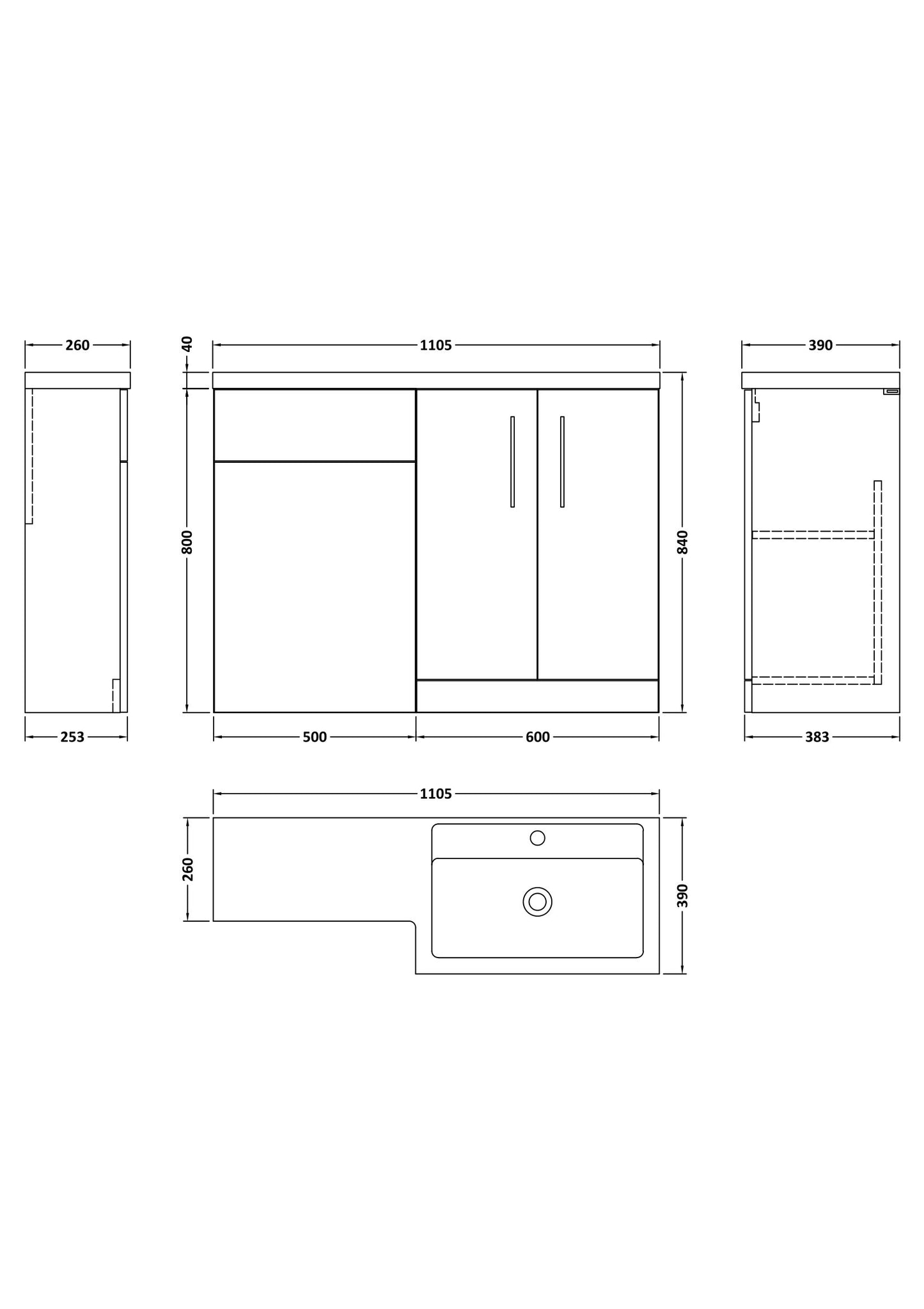 NUIE 1100mm Right Hand Combination