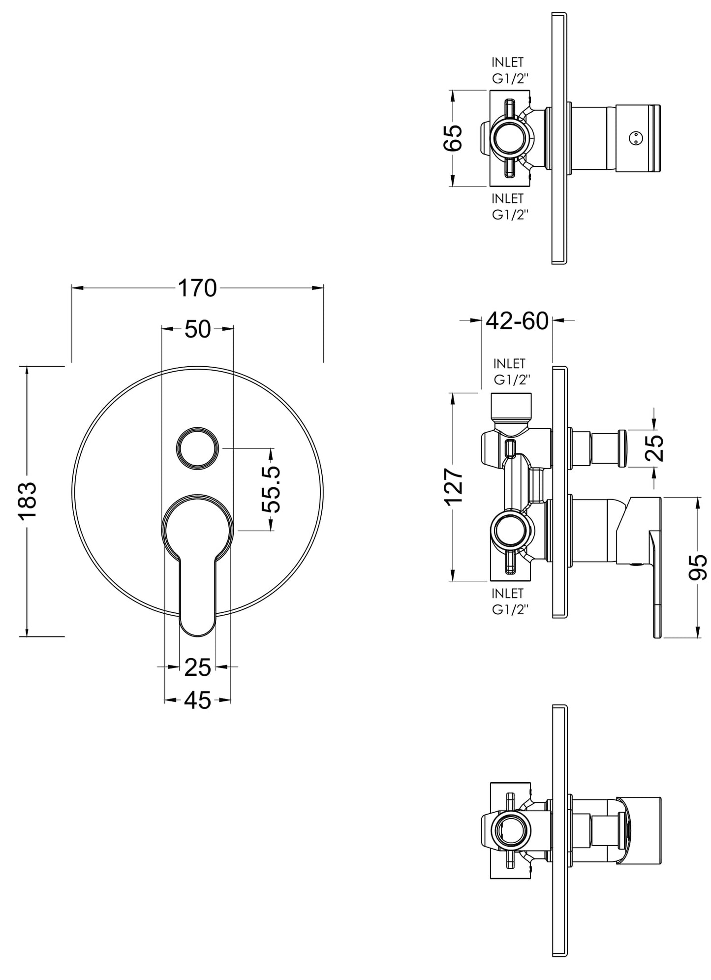 NUIE Manual Shower Valve With Diverter