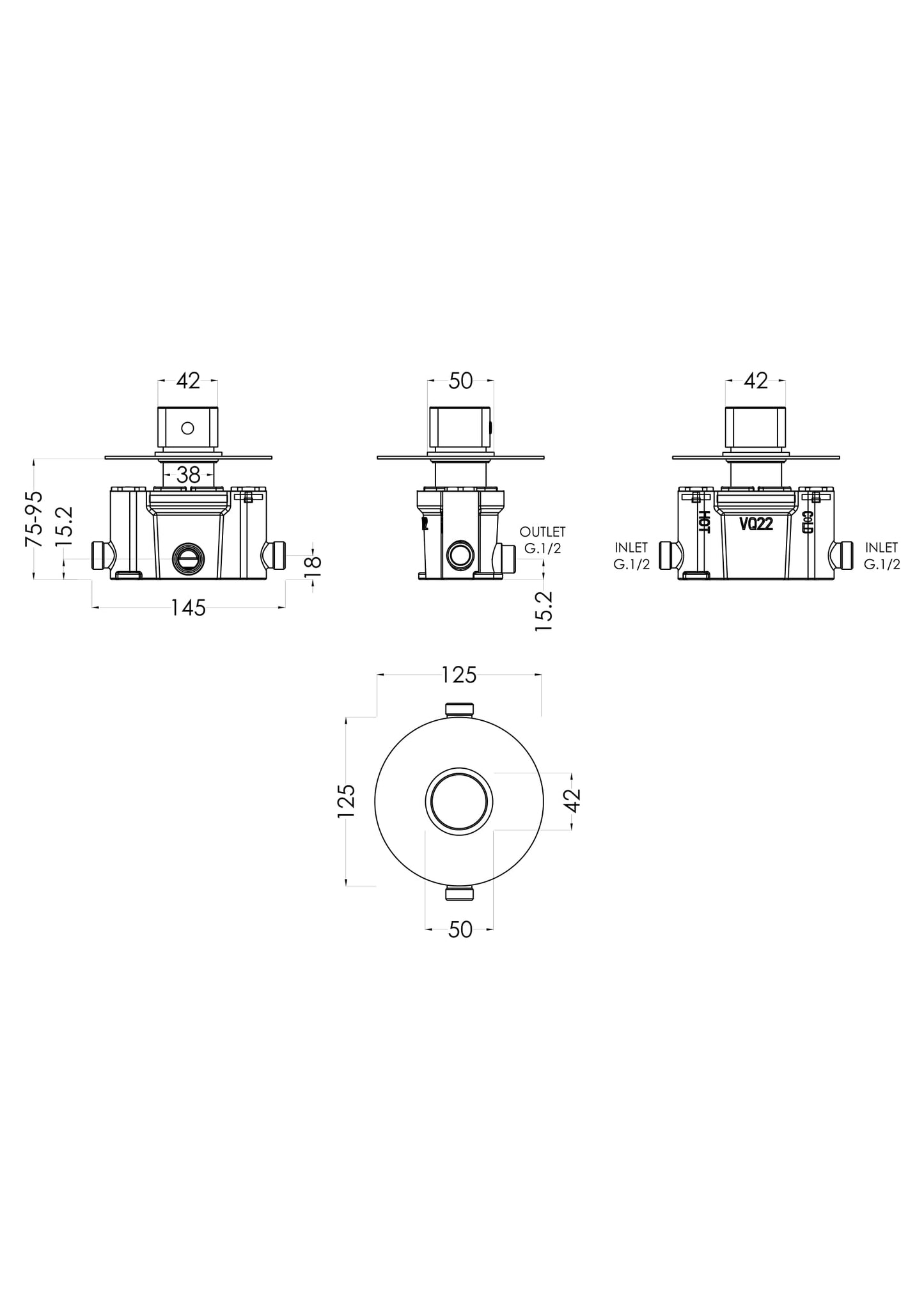 NUIE Thermostatic Temperature Control Valve