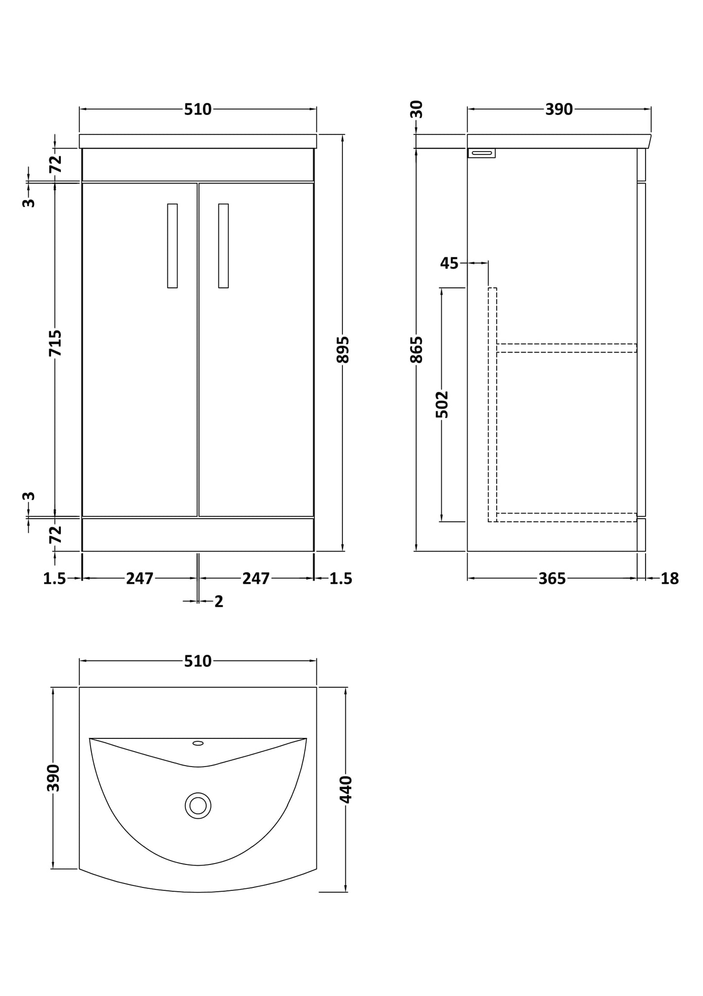 NUIE 500mm Floor Standing Vanity With Basin 4