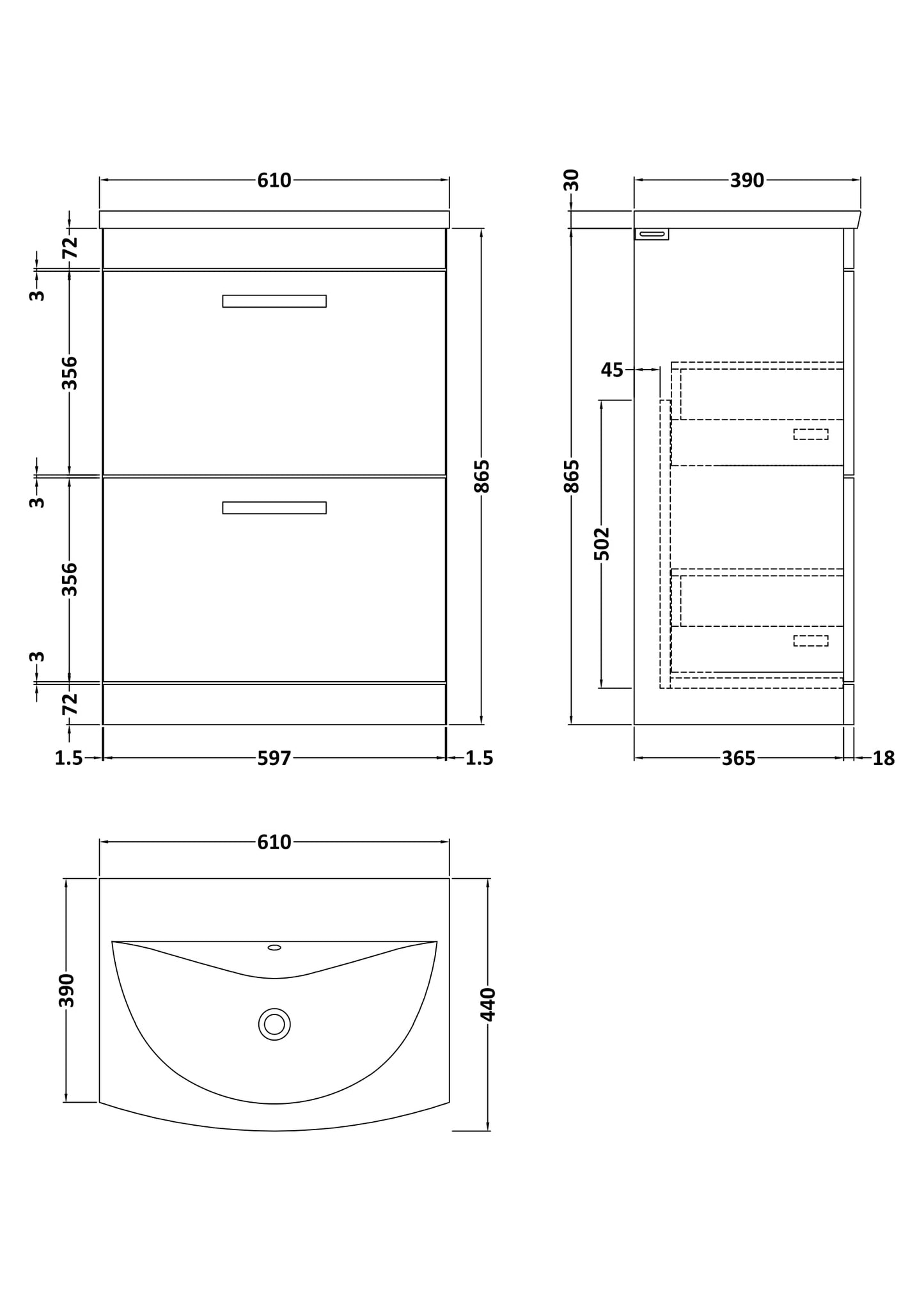 NUIE 600mm Floor Standing Vanity With Basin 4