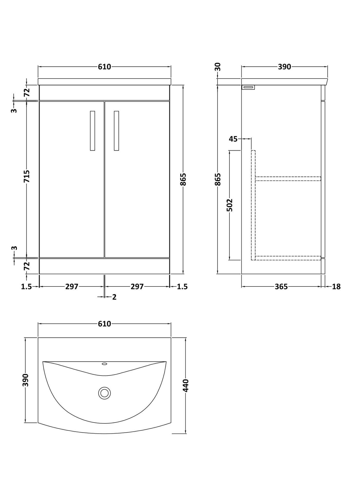 NUIE 600mm Floor Standing Cabinet With Basin 4