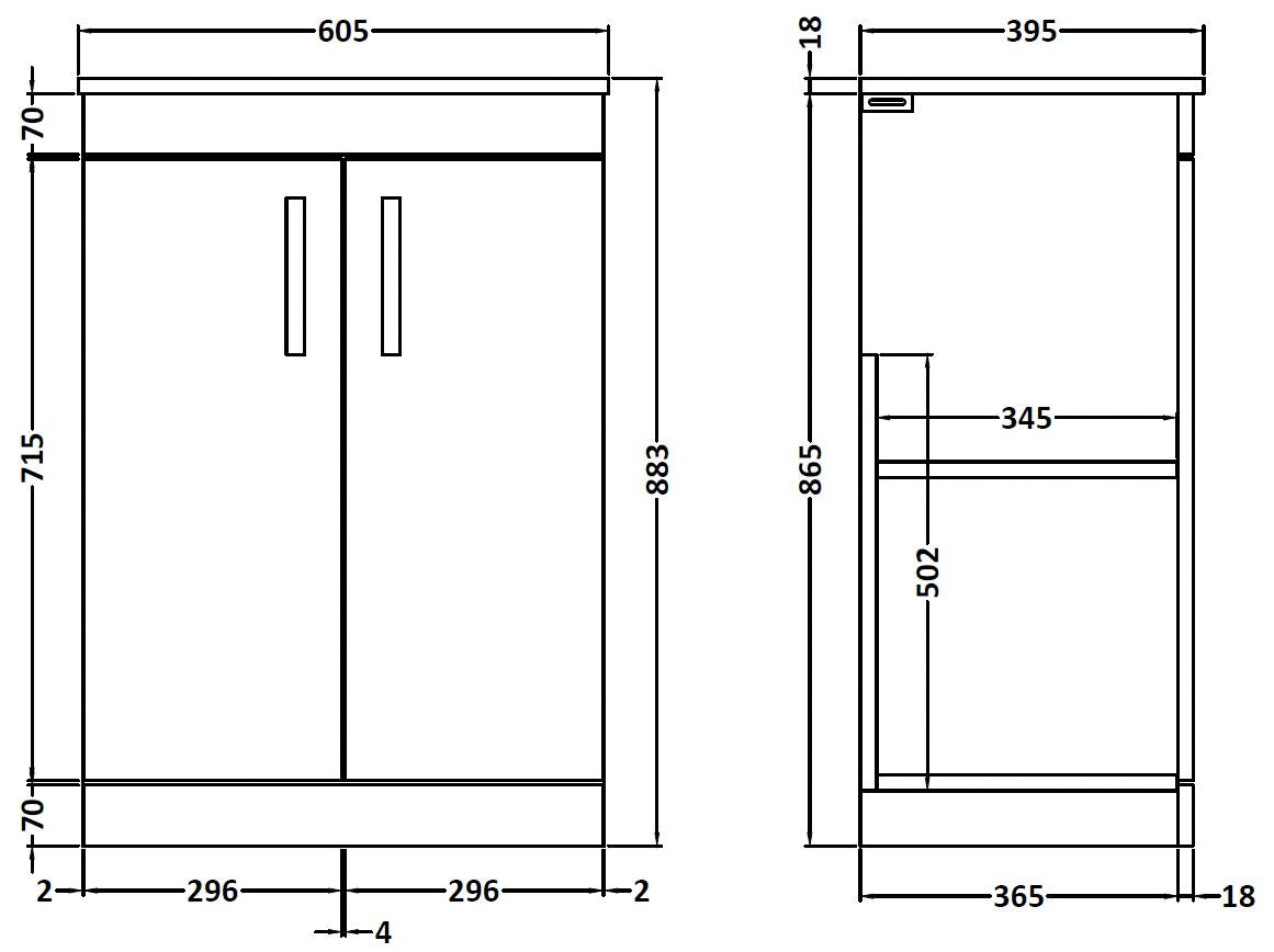 NUIE 600mm Floor Standing Cabinet With Worktop
