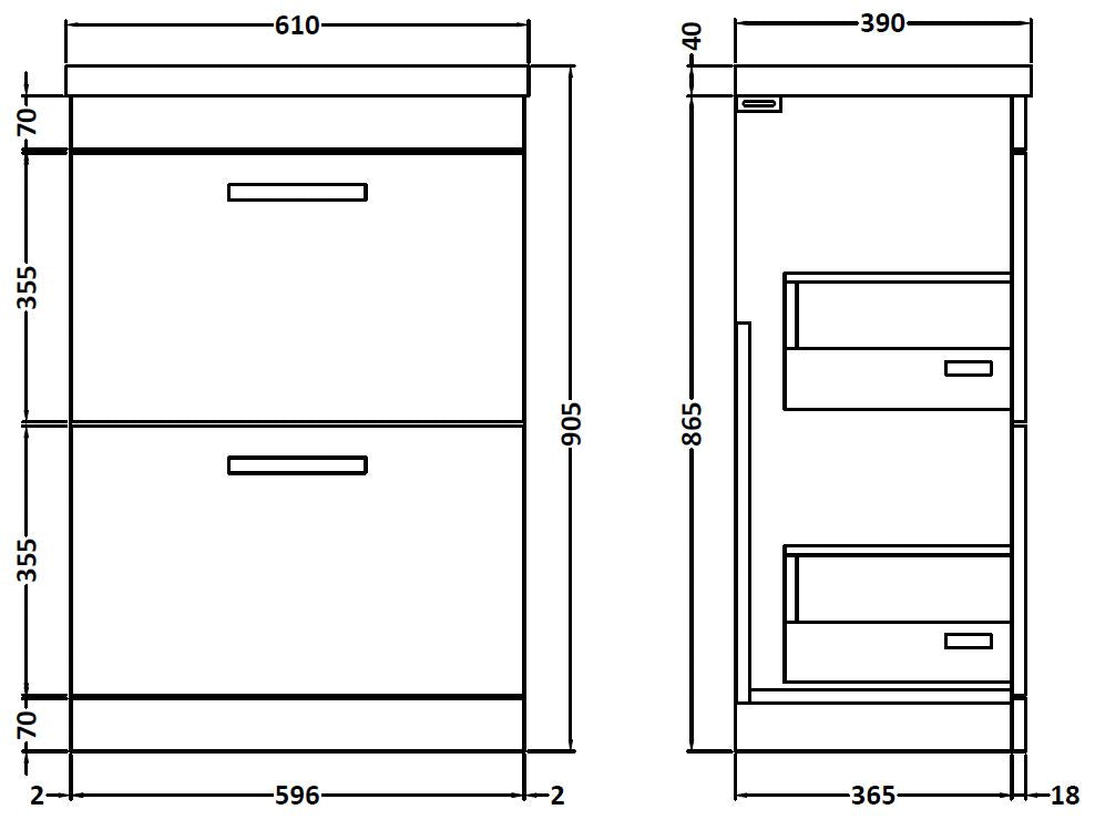 NUIE 600mm Floor Standing Cabinet With Basin 1