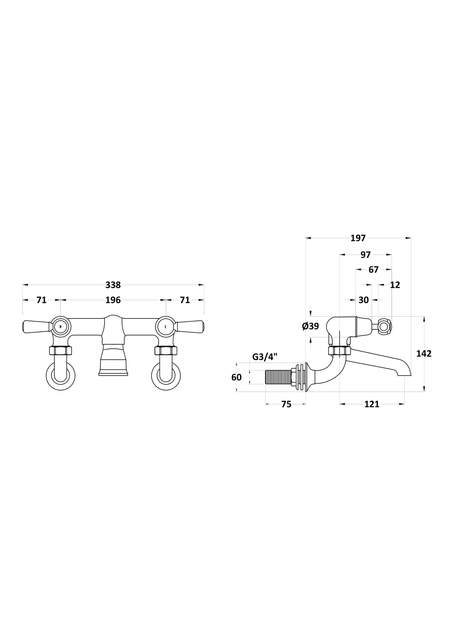 Hudson Reed Wall Mounted Bath Filler