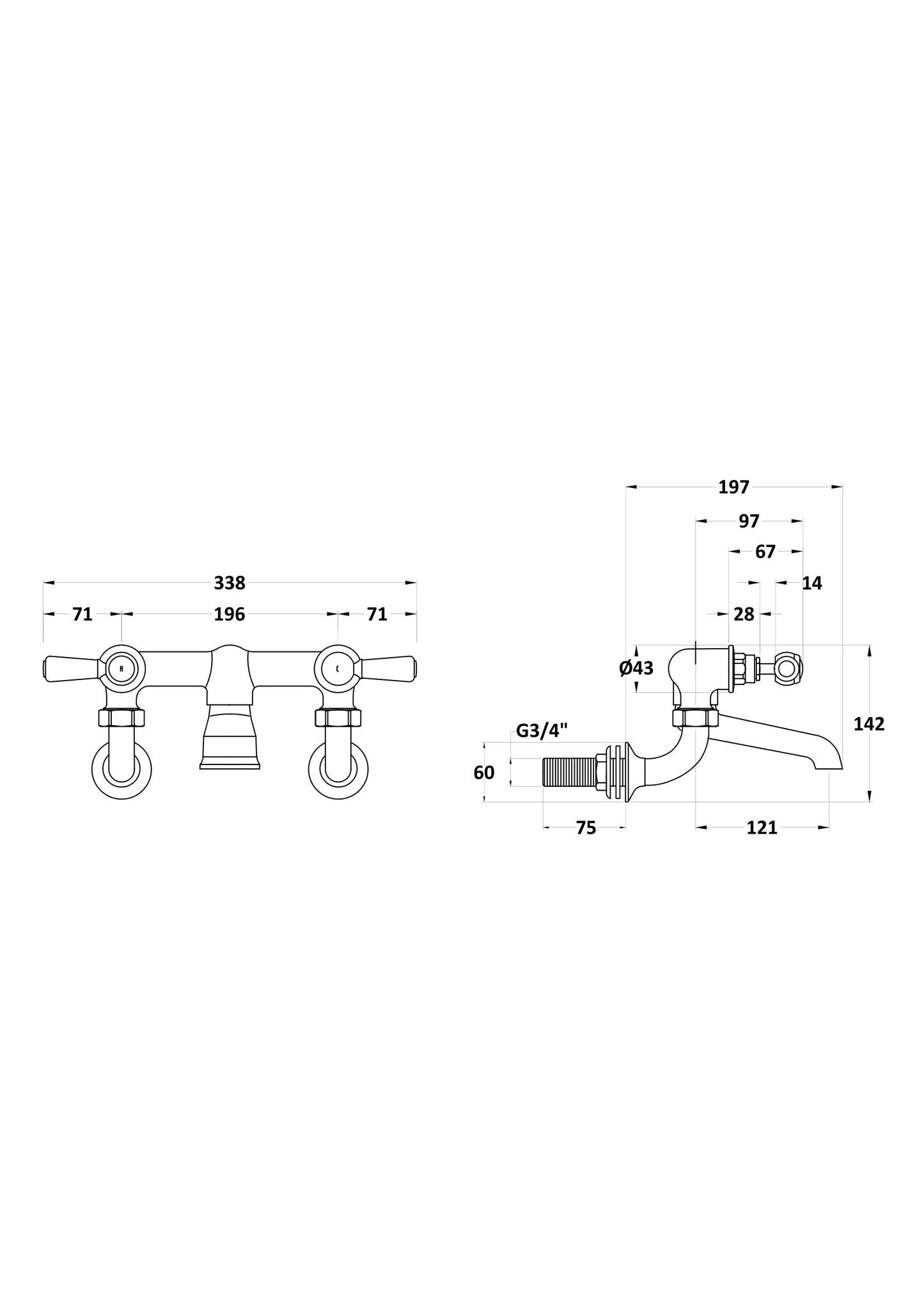 Hudson Reed Wall Mounted Bath Filler
