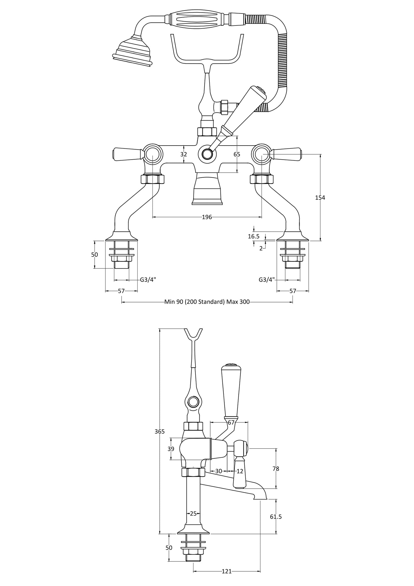 Hudson Reed Deck Mounted Bath Shower Mixer