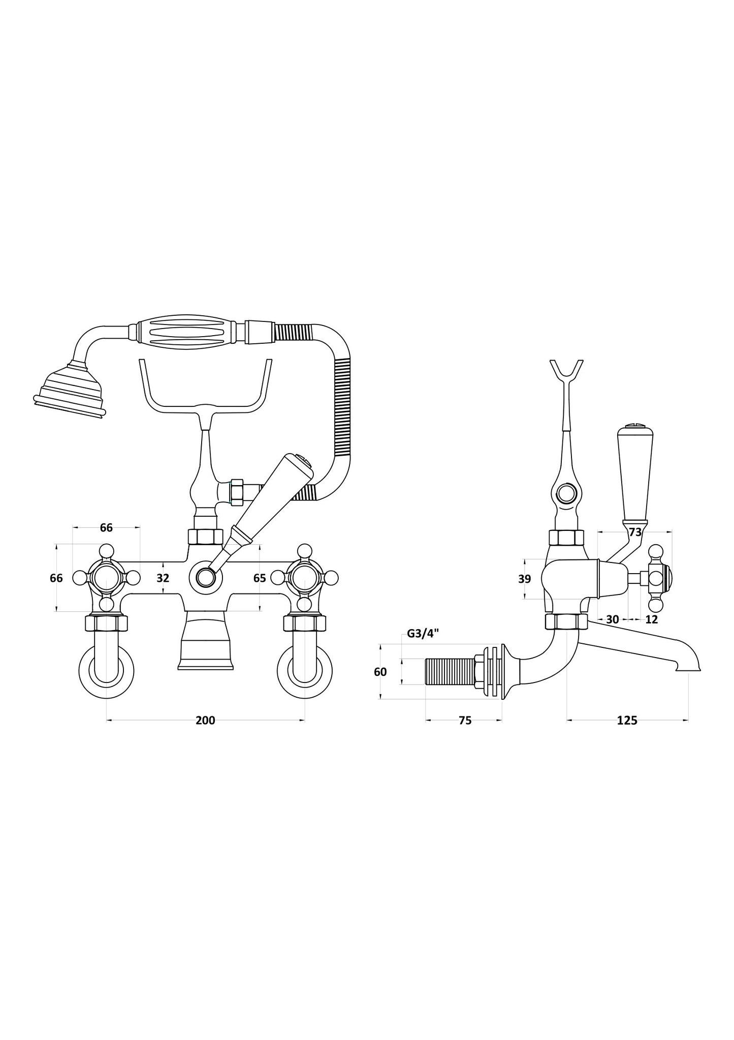 Hudson Reed Wall Mounted Bath Shower Mixer