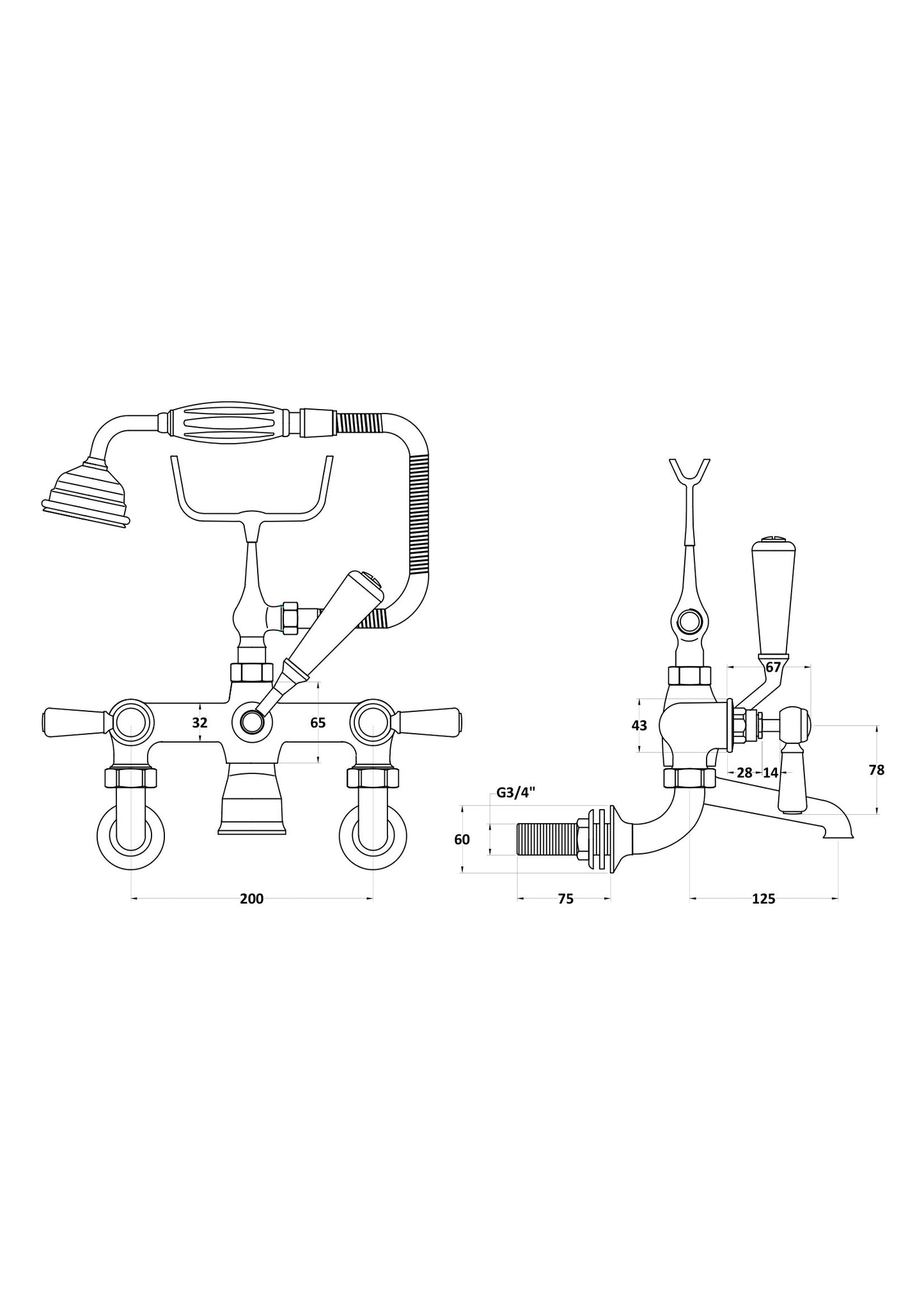 Hudson Reed Wall Mounted Bath Shower Mixer