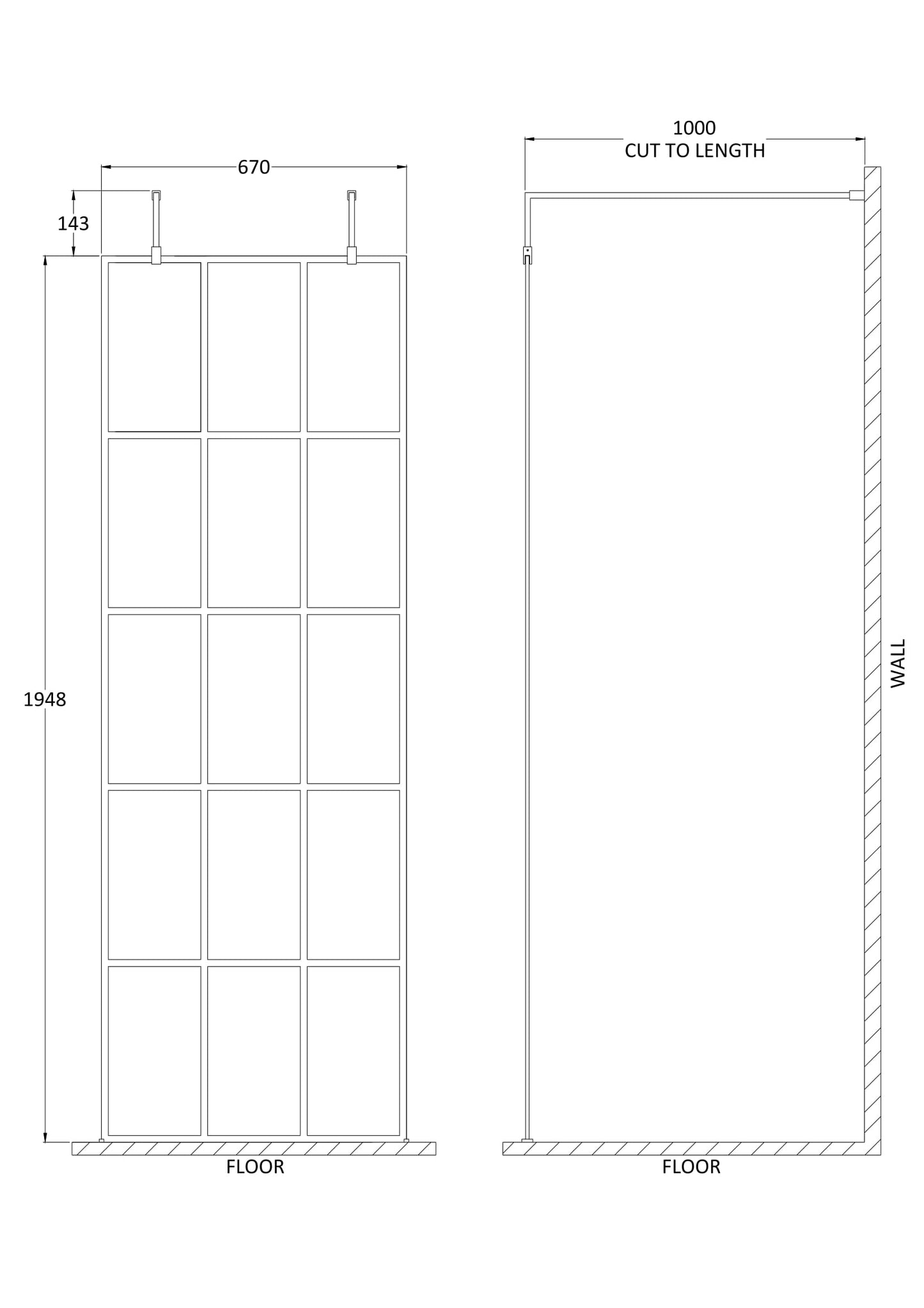Hudson Reed 700mm Frame Screen with Arms and Feet