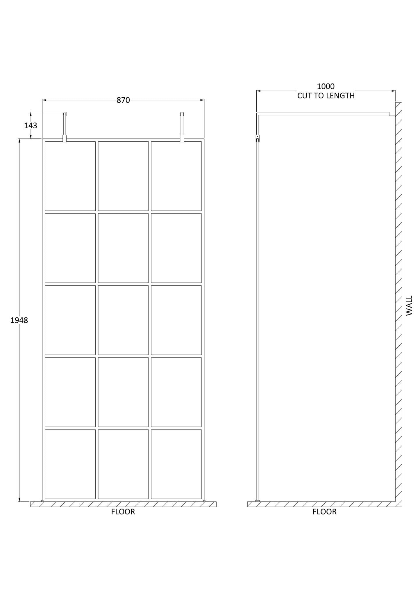 Hudson Reed 900mm Frame Screen with Arms and Feet