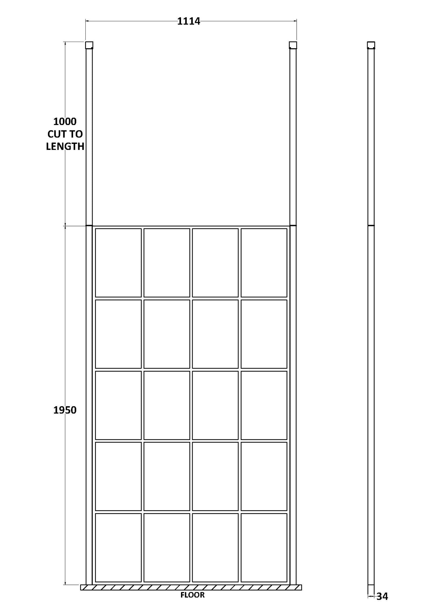 Hudson Reed 1100mm Frame Screen With Ceiling Posts