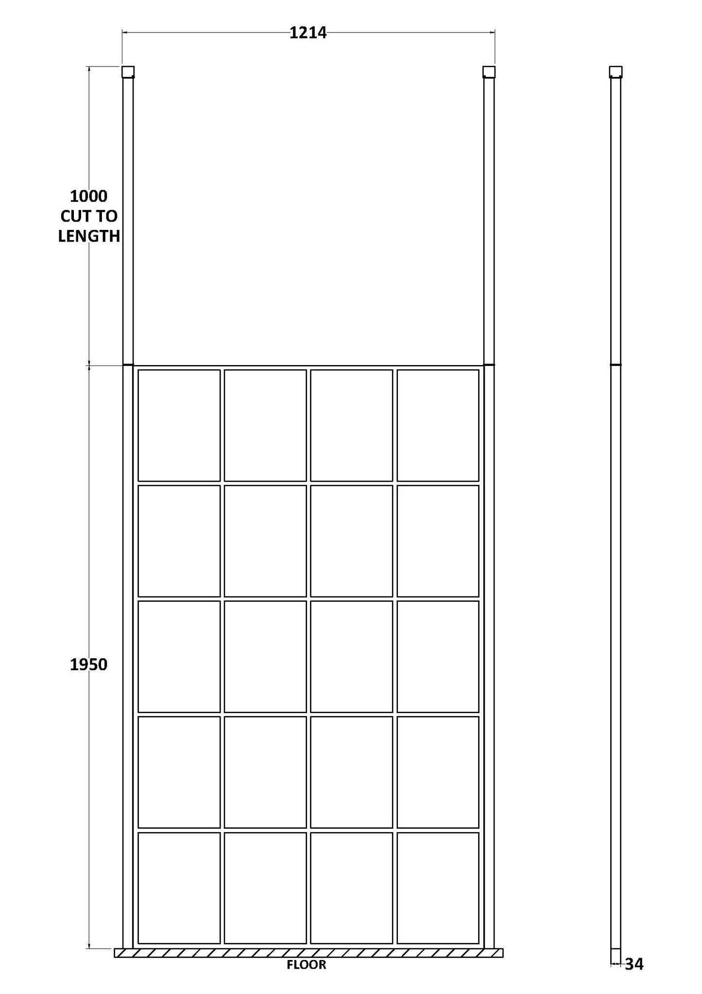 Hudson Reed 1200mm Frame Screen With Ceiling Posts