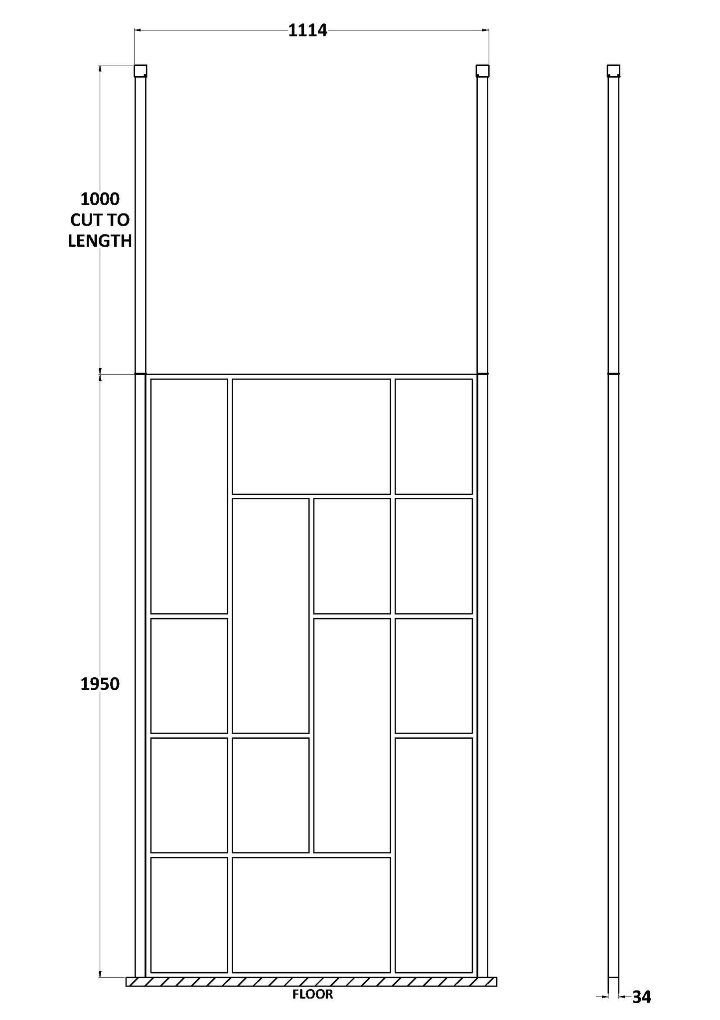 Hudson Reed 1100mm Abstract Frame Wetroom Screen with Ceiling Posts