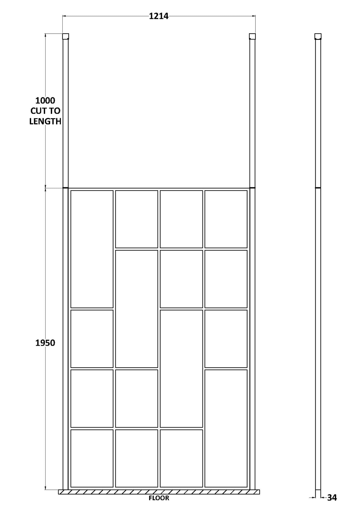 Hudson Reed 1200mm Abstract Frame Wetroom Screen with Ceiling Posts