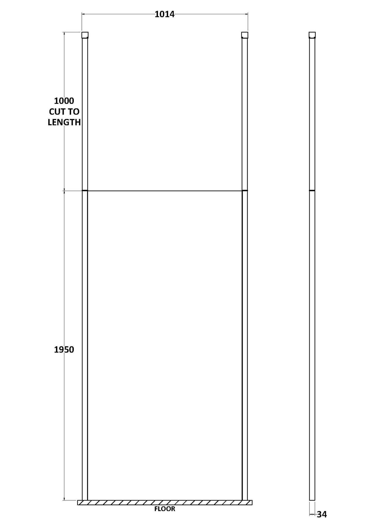Hudson Reed 1000mm Wetroom Screen with Ceiling Posts