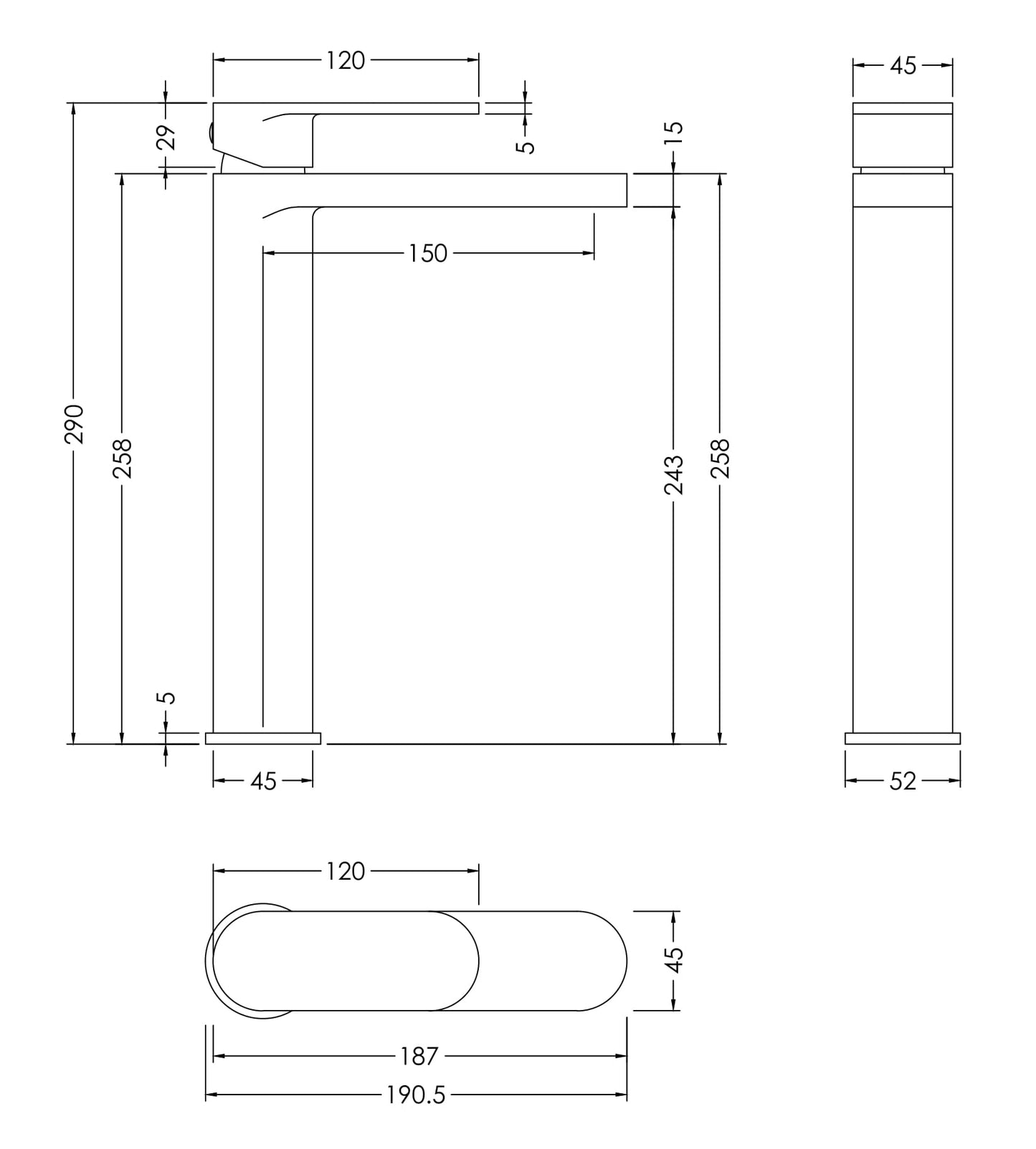 NUIE High-Rise Mono Basin Mixer (No Waste)