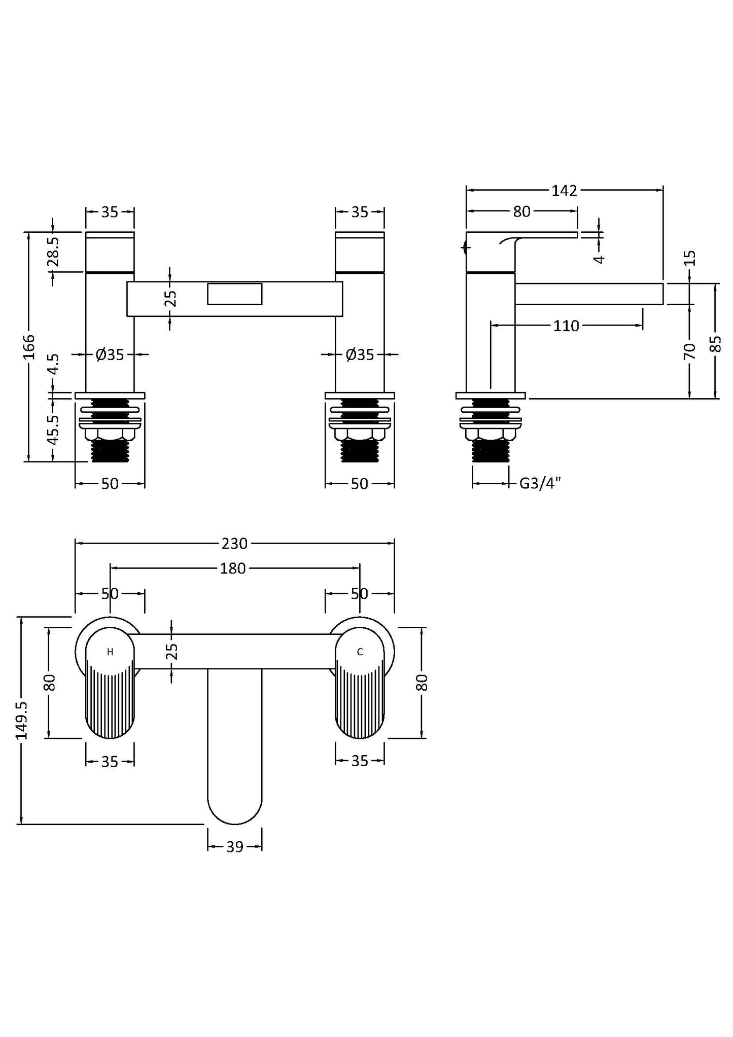 NUIE Deck Mounted Bath Filler