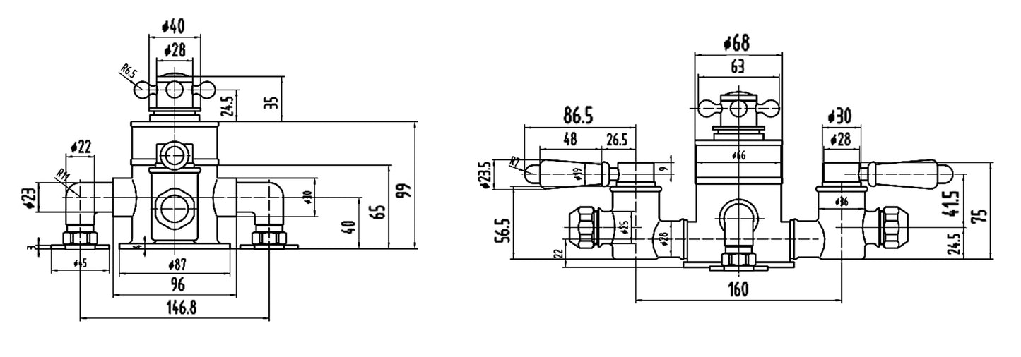Hudson Reed Triple Exposed Shower Valve