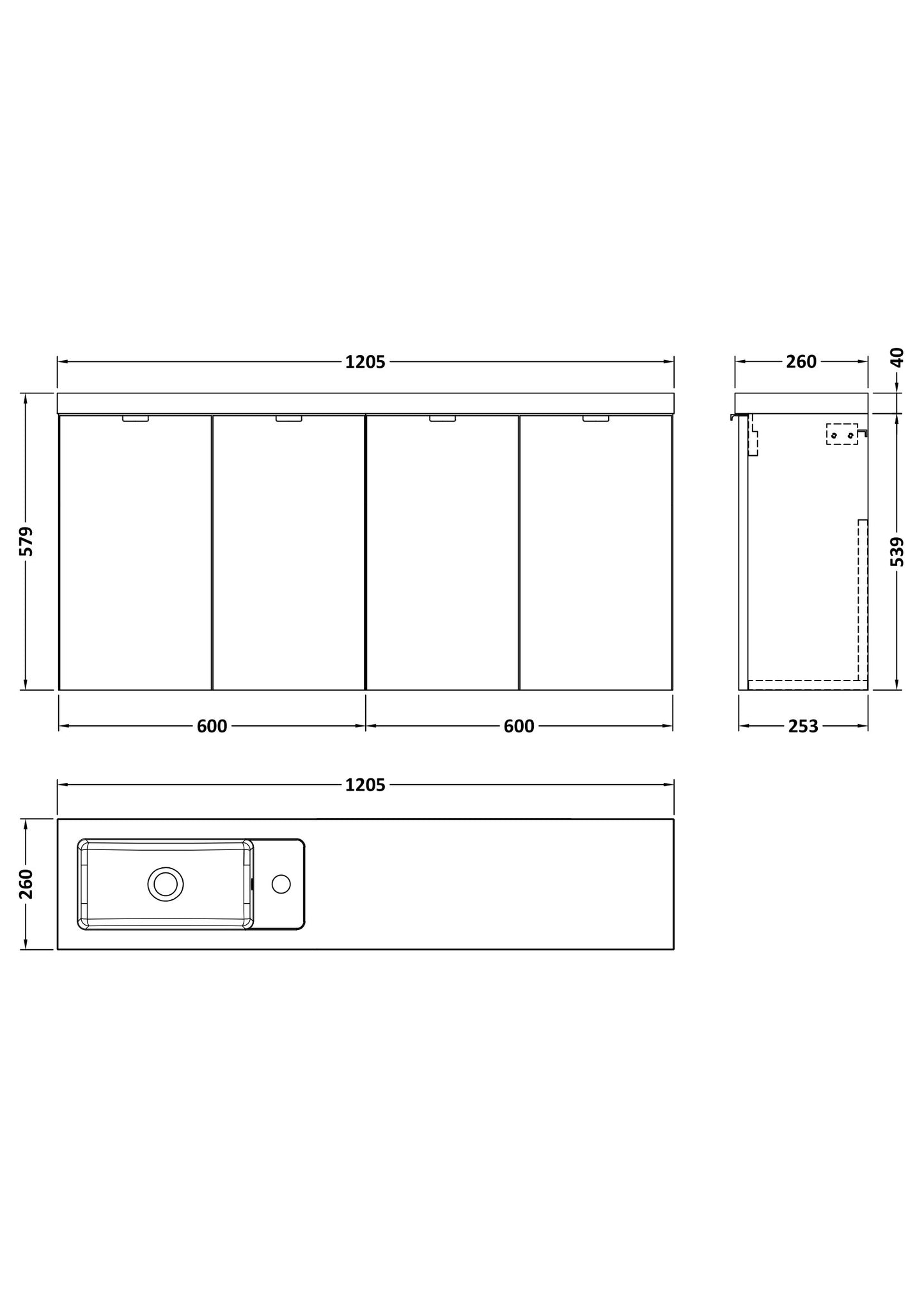 Hudson Reed 1200mm Vanity Unit & Basin - Compact