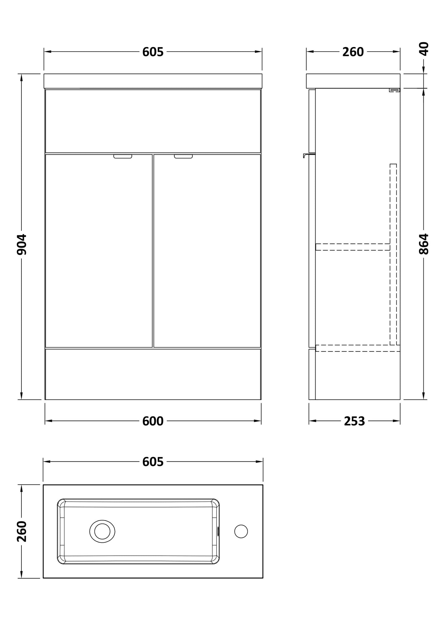 Hudson Reed 600mm Compact Vanity Unit & Basin