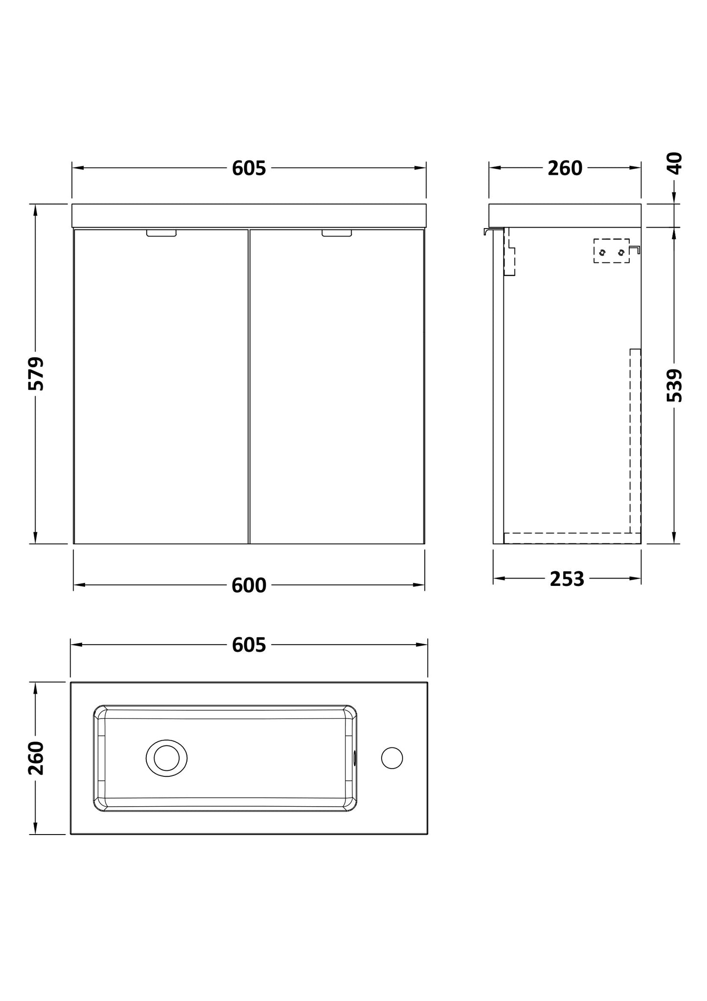 Hudson Reed 600mm 2-Door Wall Hung Unit & Basin