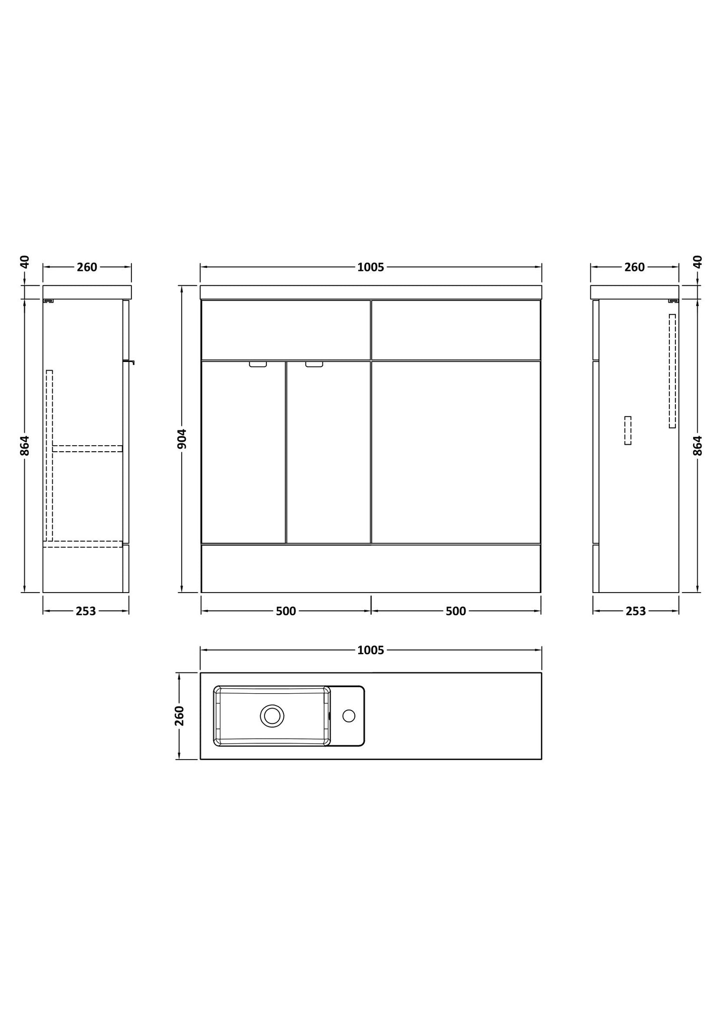Hudson Reed 1000mm Combination Vanity & WC Compact