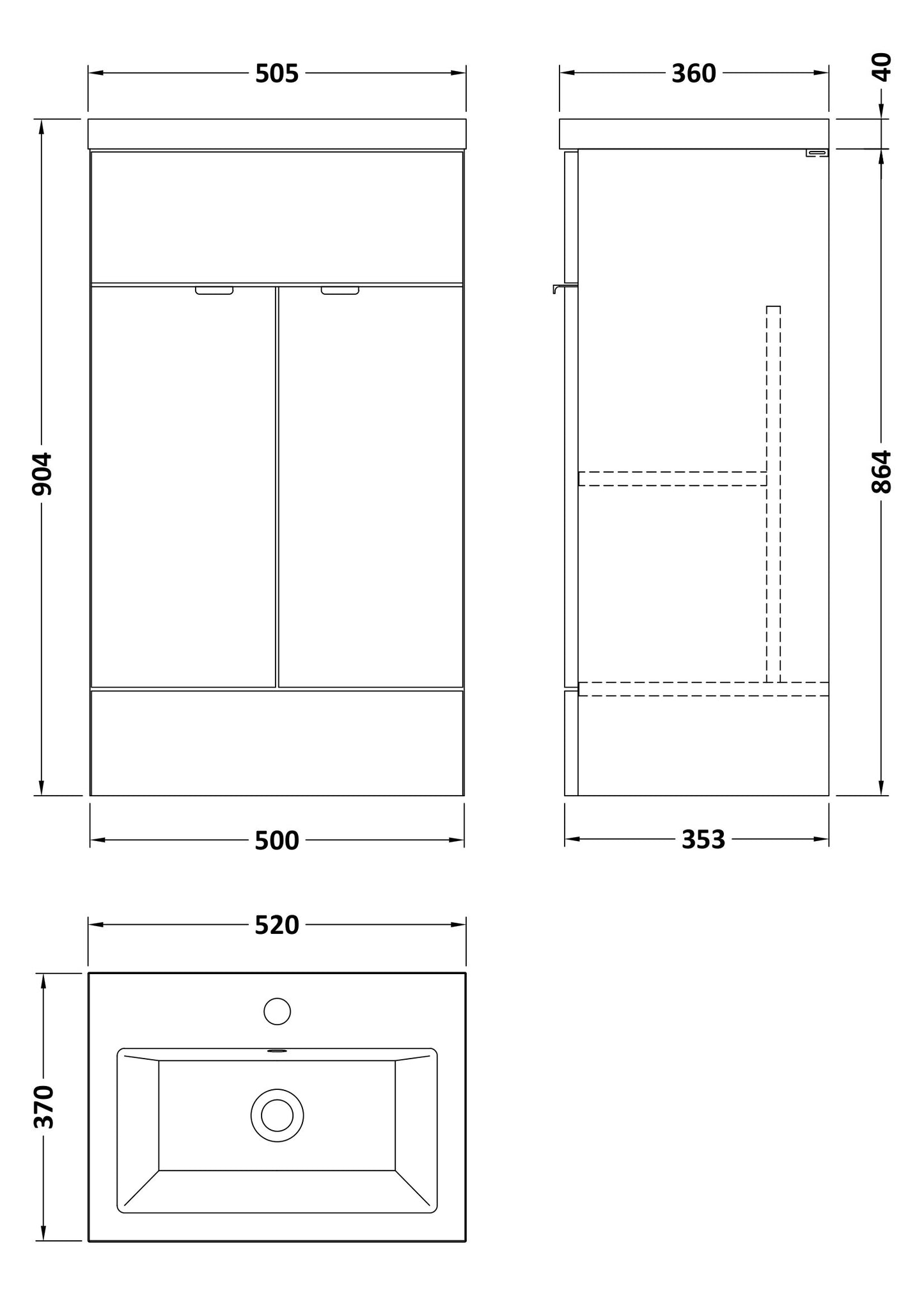 Hudson Reed 500mm Vanity Unit & Ceramic Basin