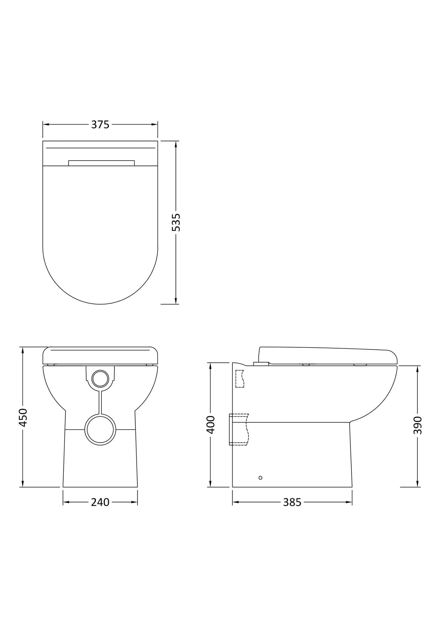 Hudson Reed Back To Wall Pan & Seat