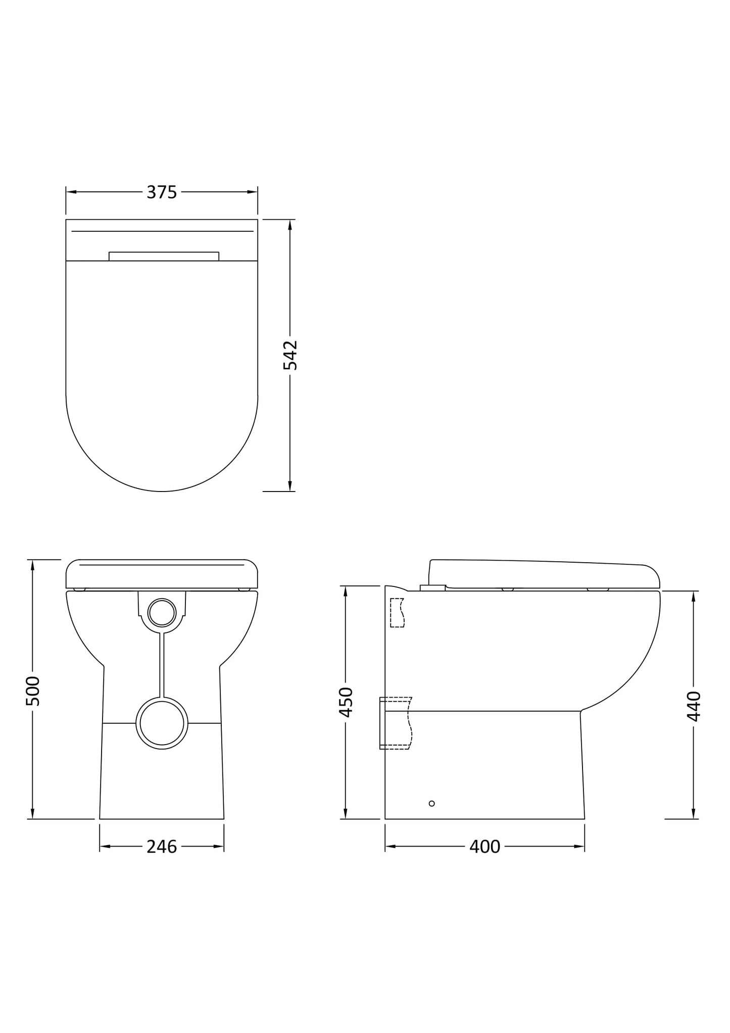 Hudson Reed Comfort Height Back to Wall Pan & Seat