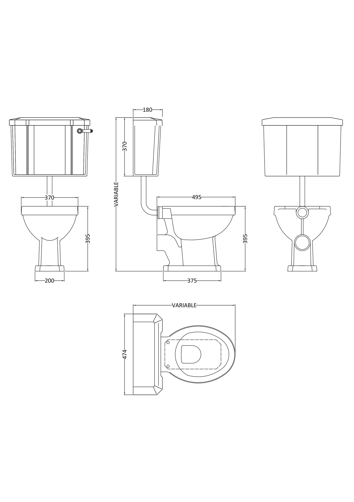 Hudson Reed Low Level Pan, Cistern & Flush Pipe Kit