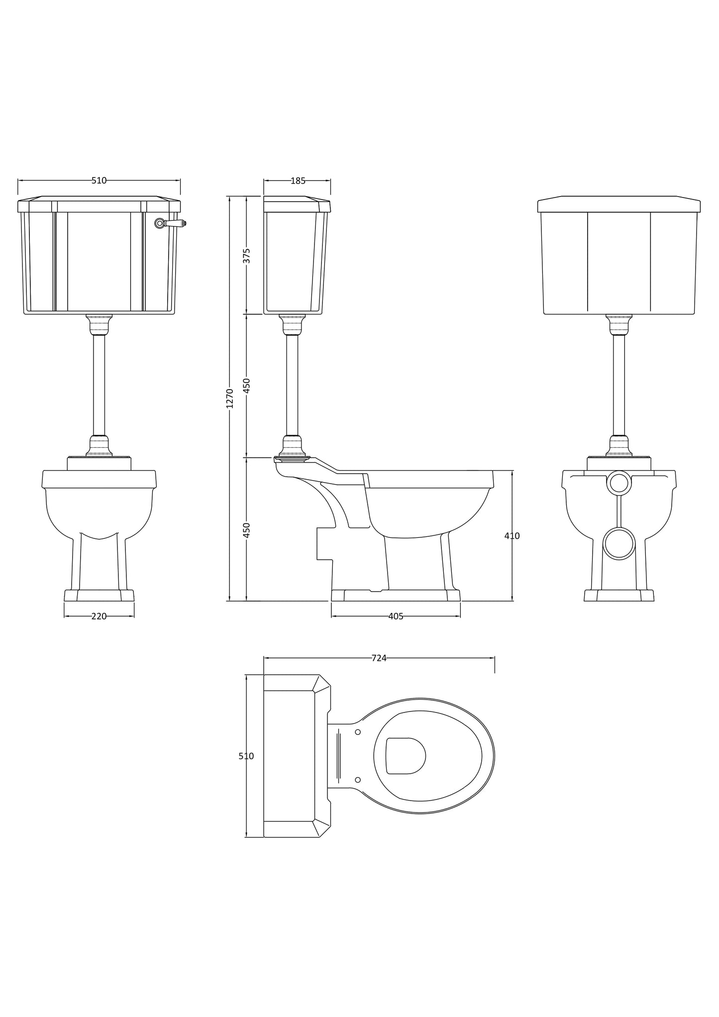 Hudson Reed Mid Level Pan, Cistern and Flush Pipe Kit