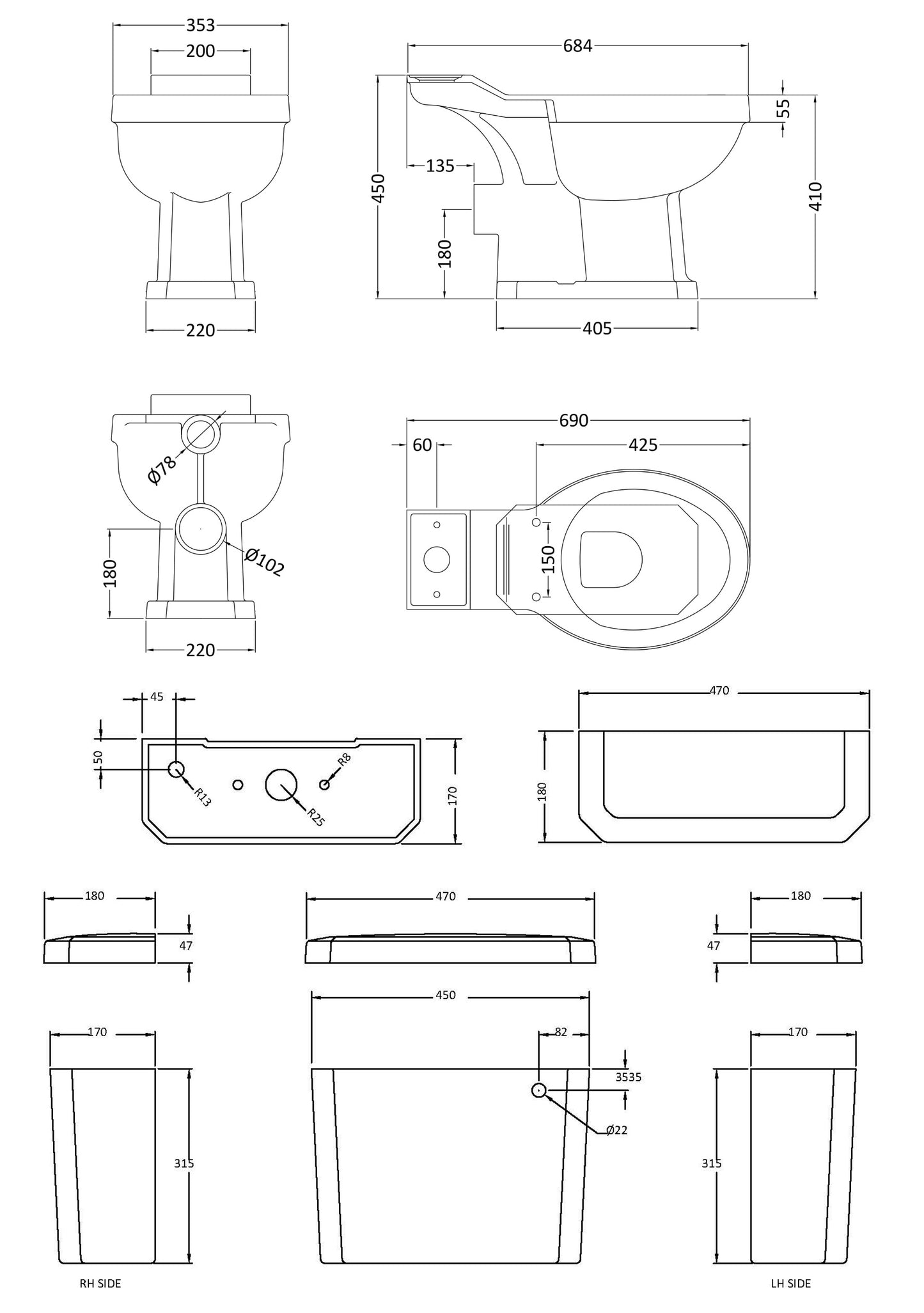 NUIE Close Coupled Pan Cistern & Seat