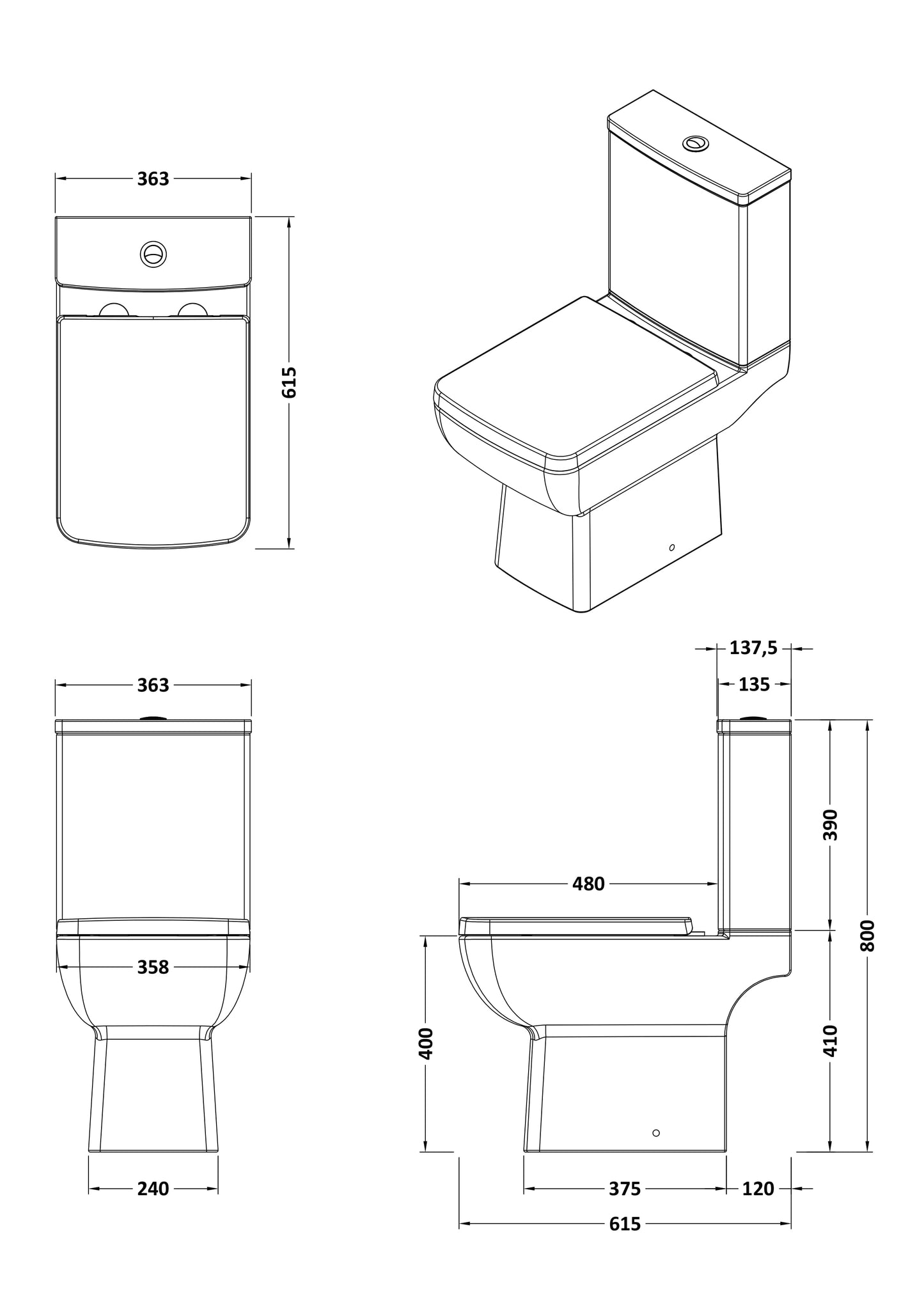 NUIE Compact Pan & Cistern
