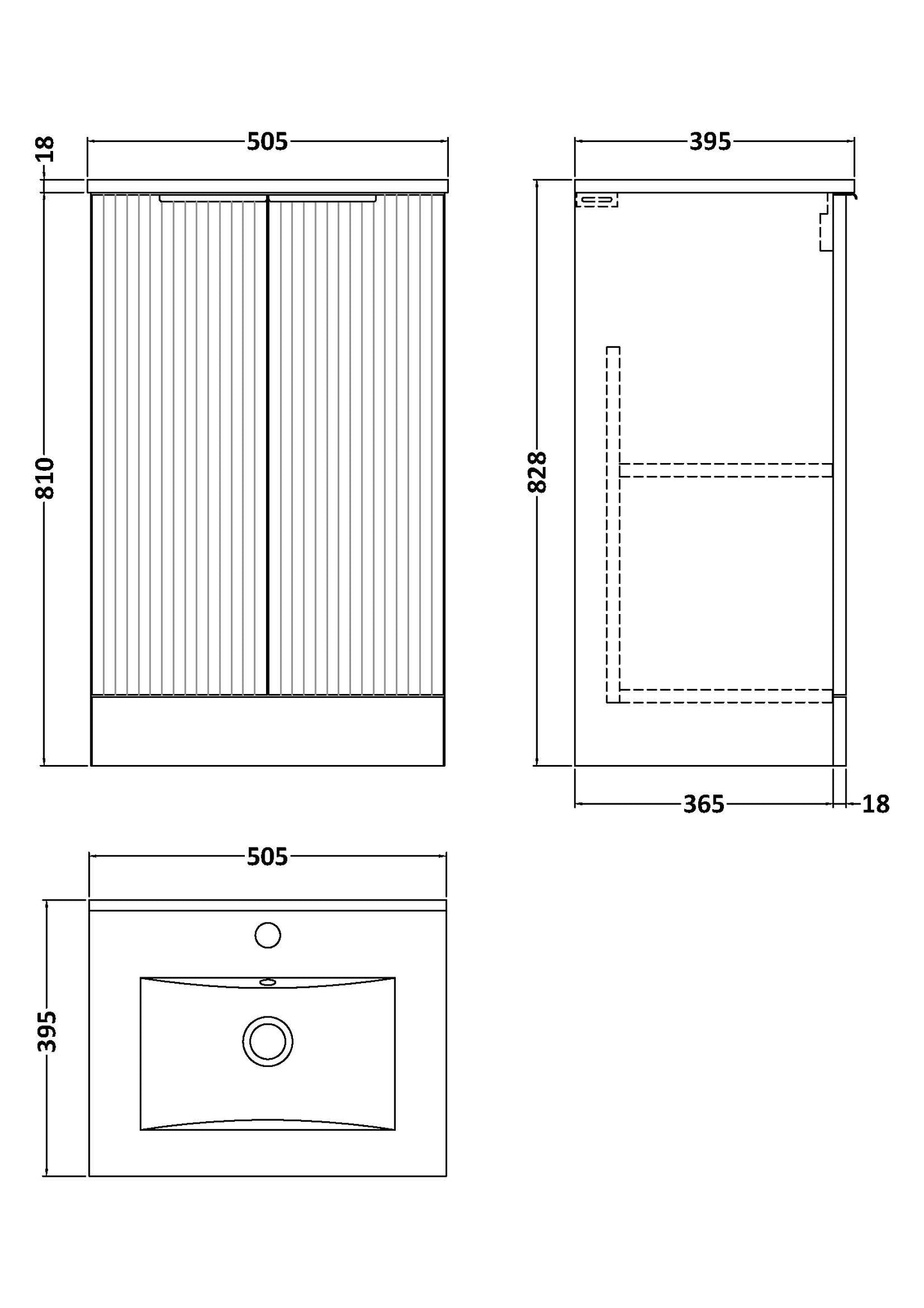 Hudson Reed 500mm Floor Standing 2 Door Vanity & Basin 2