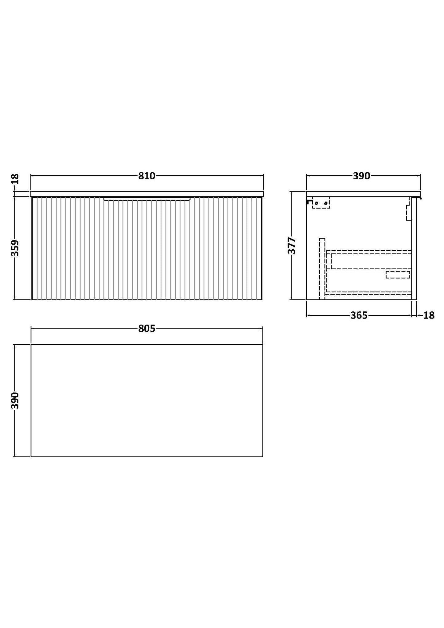 Hudson Reed 800mm Wall Hung Single Drawer Vanity & Worktop