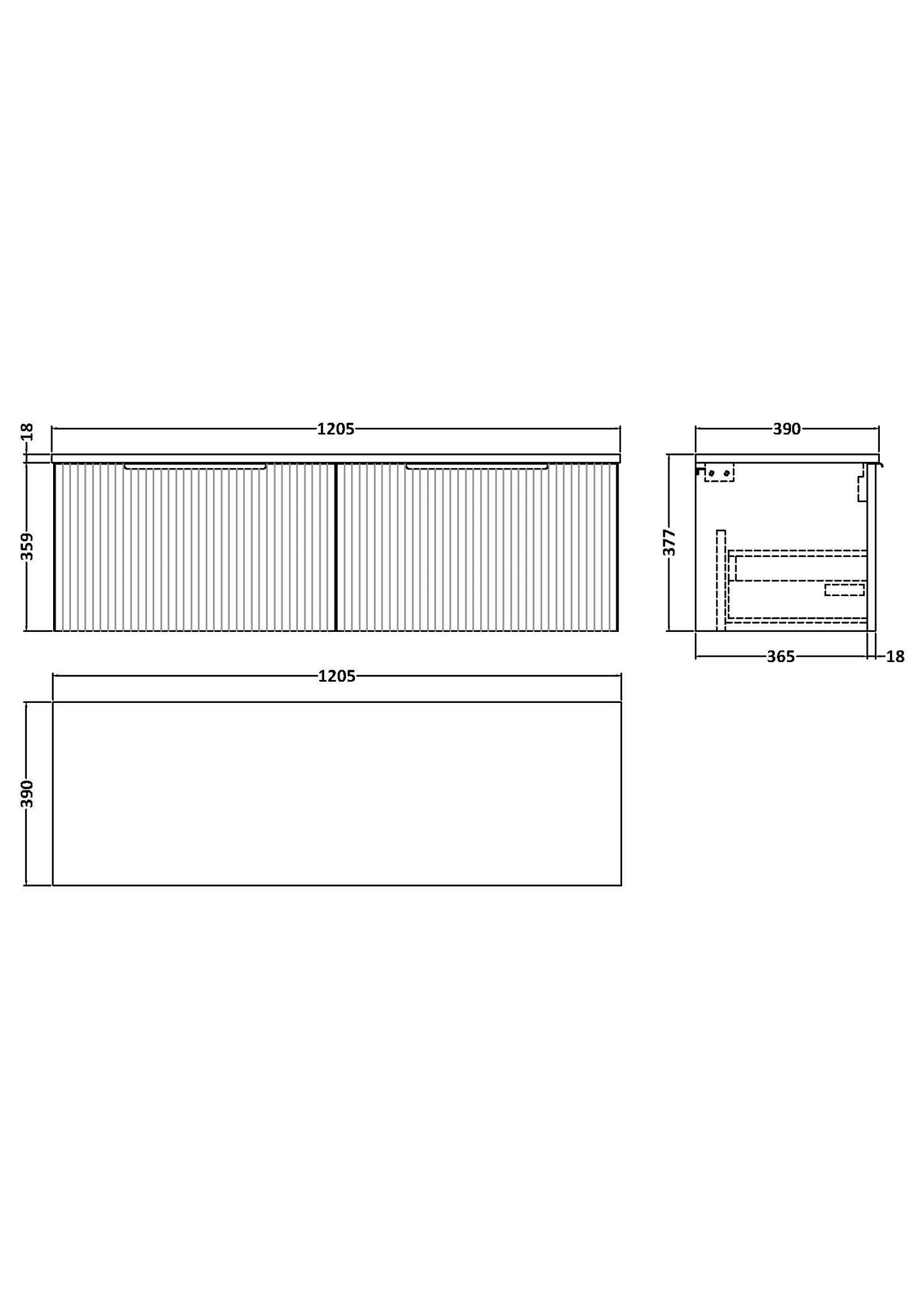Hudson Reed 1200mm Wall Hung 2 Drawer Vanity & Worktop