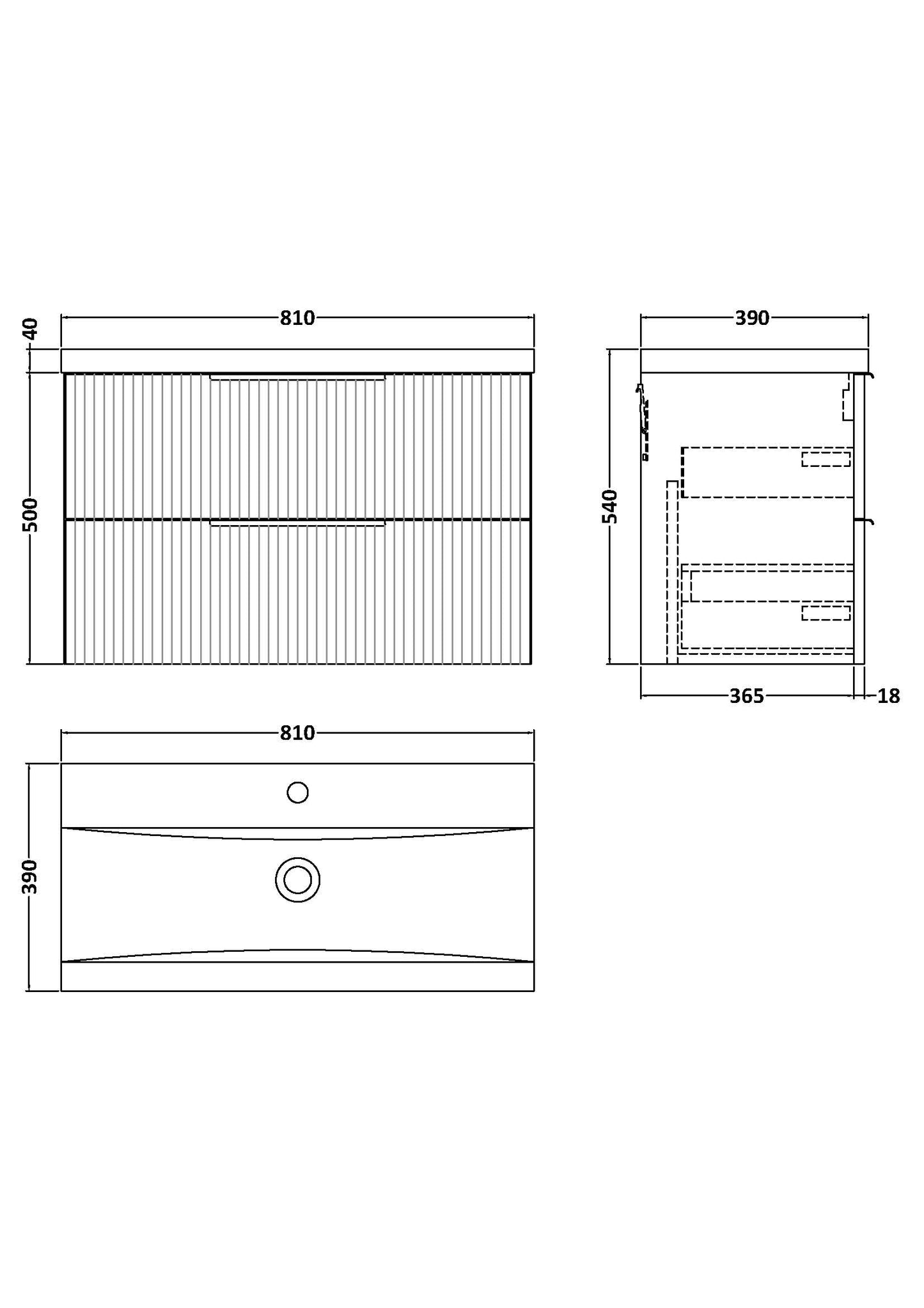 Hudson Reed 800mm Wall Hung 2 Drawer Vanity & Basin 1